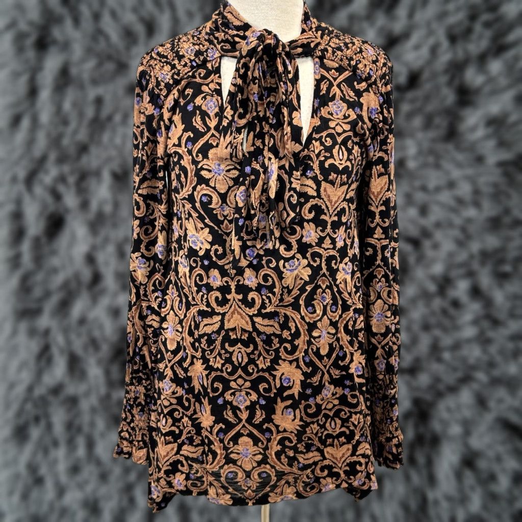 Free People Free People Bridgette Tunic Shirt Paisley Multicolor Oversized V-Neck Long Sleeve XS Womens Size XS / US 0-2 / IT 36-38 - 1 Thumbnail
