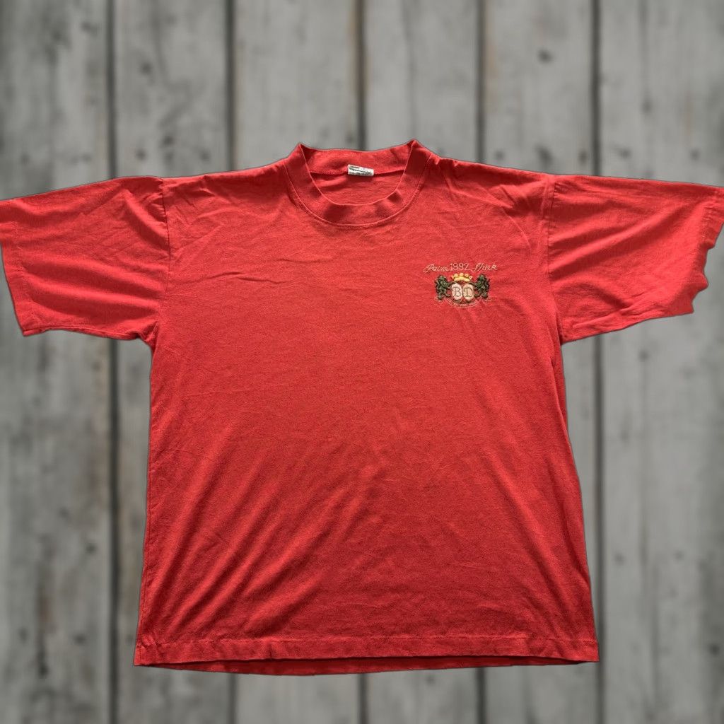 Vintage Jinji Shirt Mens Large Red Crest Embroidered 1992 Graphic Tee VTG Top Crew Neck Short Sleeve Size US L / EU 52-54 / 3 - 1 Thumbnail