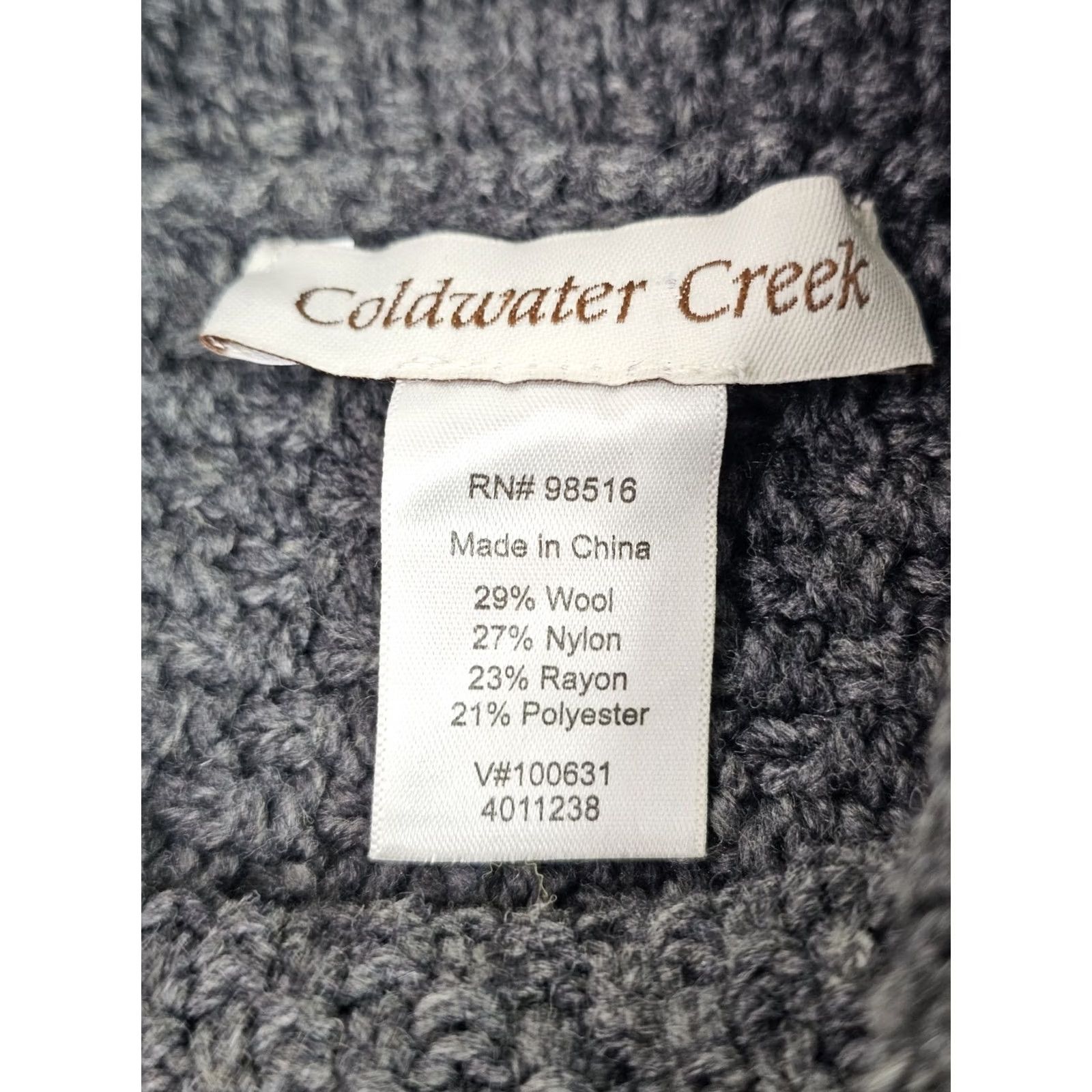 Coldwater Creek Coldwater Creek Gray Wool Blend Knit Sweater Poncho – Fringe Texture One Size Boho Size ONE SIZE - 3 Thumbnail