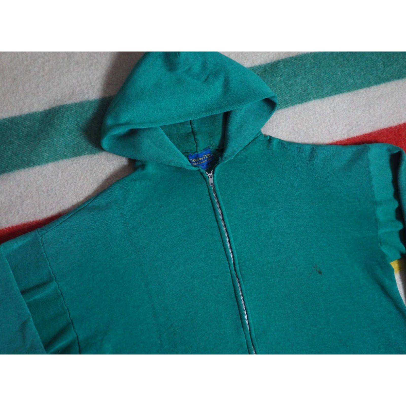 Tultex VINTAGE Tultex Hoodie 80s Green 50/50 Zip Fleece Mens XL Moder n? (Oops) Size US XL / EU 56 / 4 - 4 Thumbnail