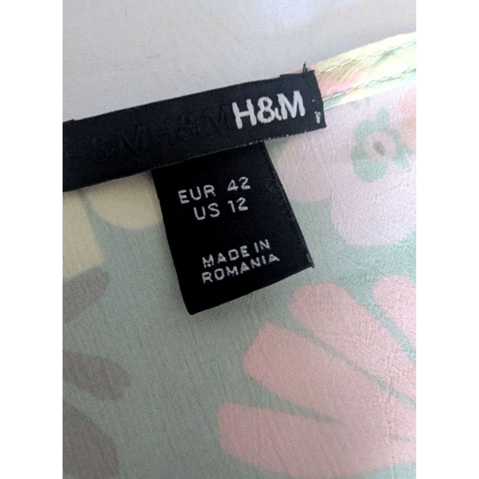 H&M Mint Floral Sundress Sleeveless Sz 12 Faux Wrap Ruffle V-Neck Chiffon Knee Length H&M Women Casual Summer Spring Blue Pattern Size XL / US 12-14 / IT 48-50 - 5 Thumbnail