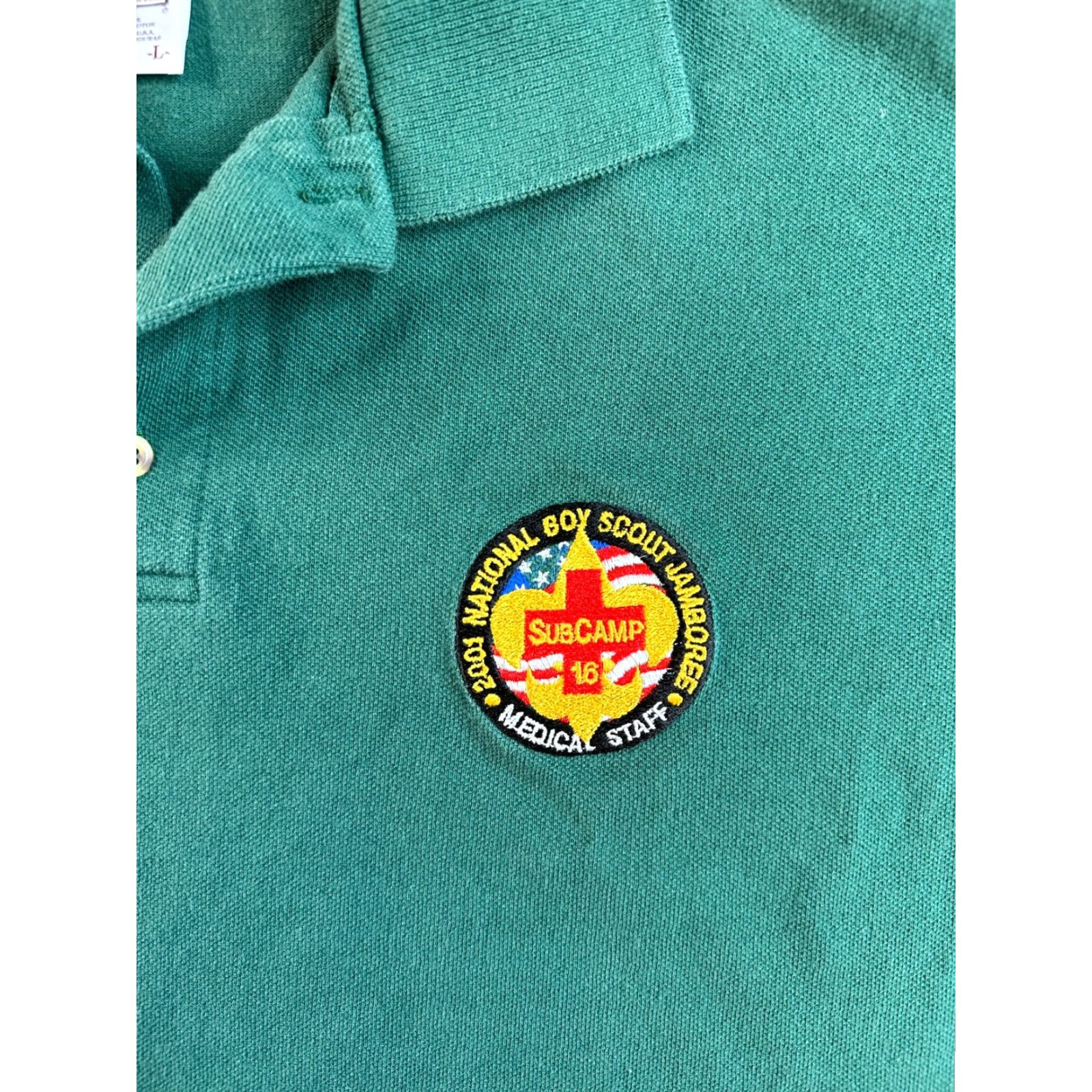 Vintage VINTAGE Cotton Deluxe Polo Shirt Mens Large Green 2001 Boy Scouts Logo Classic Shirt Mens Large Green Polo Size US L / EU 52-54 / 3 - 5 Thumbnail