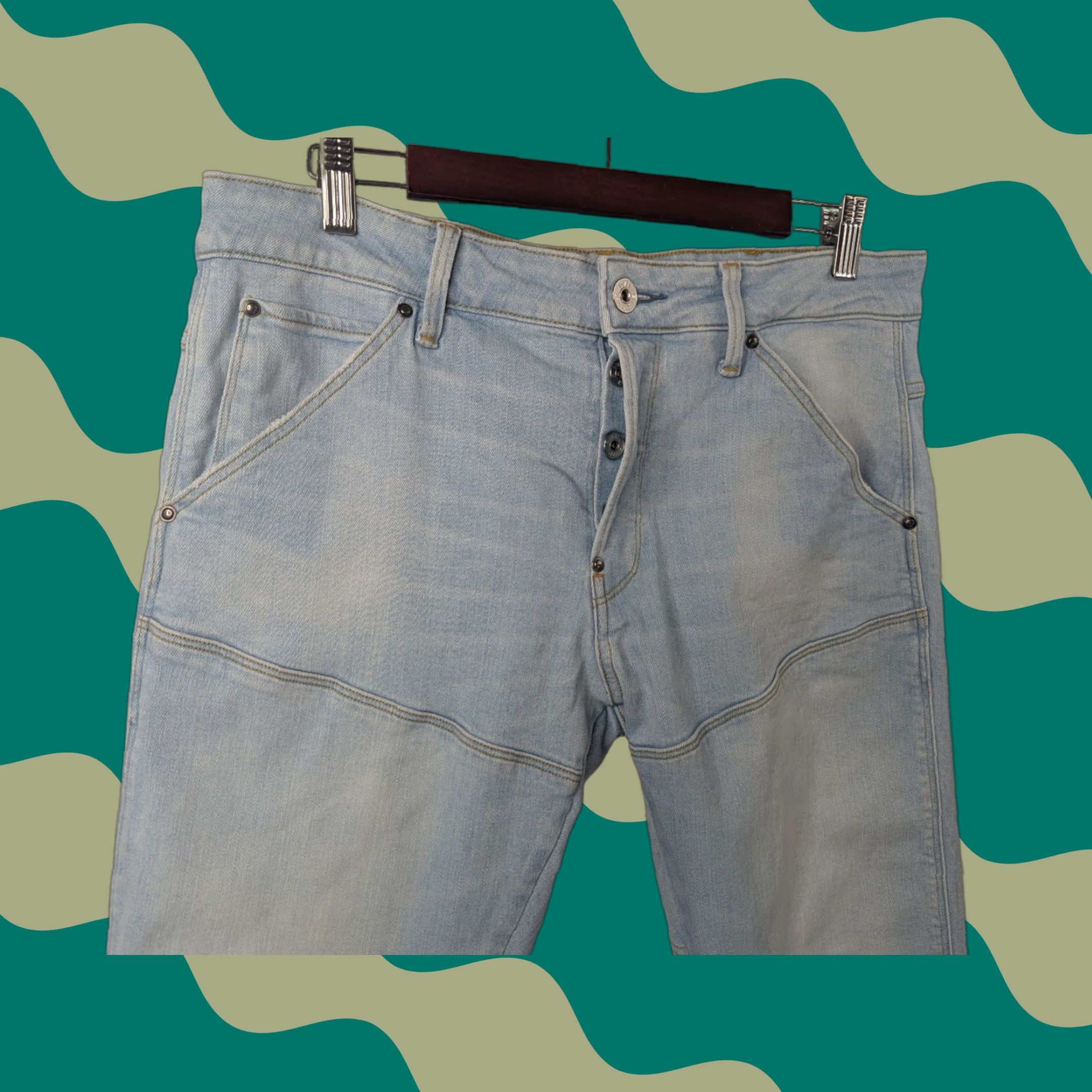 G-Star G Star Raw 5620 3D Slim Jeans Mens 32x30 Blue Denim Button Fly Double Knee Light Men Jeans 3D Slim Blue Denim Button Fly 32x30 G-Star Elwood 5620 Size US 32 / EU 48 - 1 Thumbnail