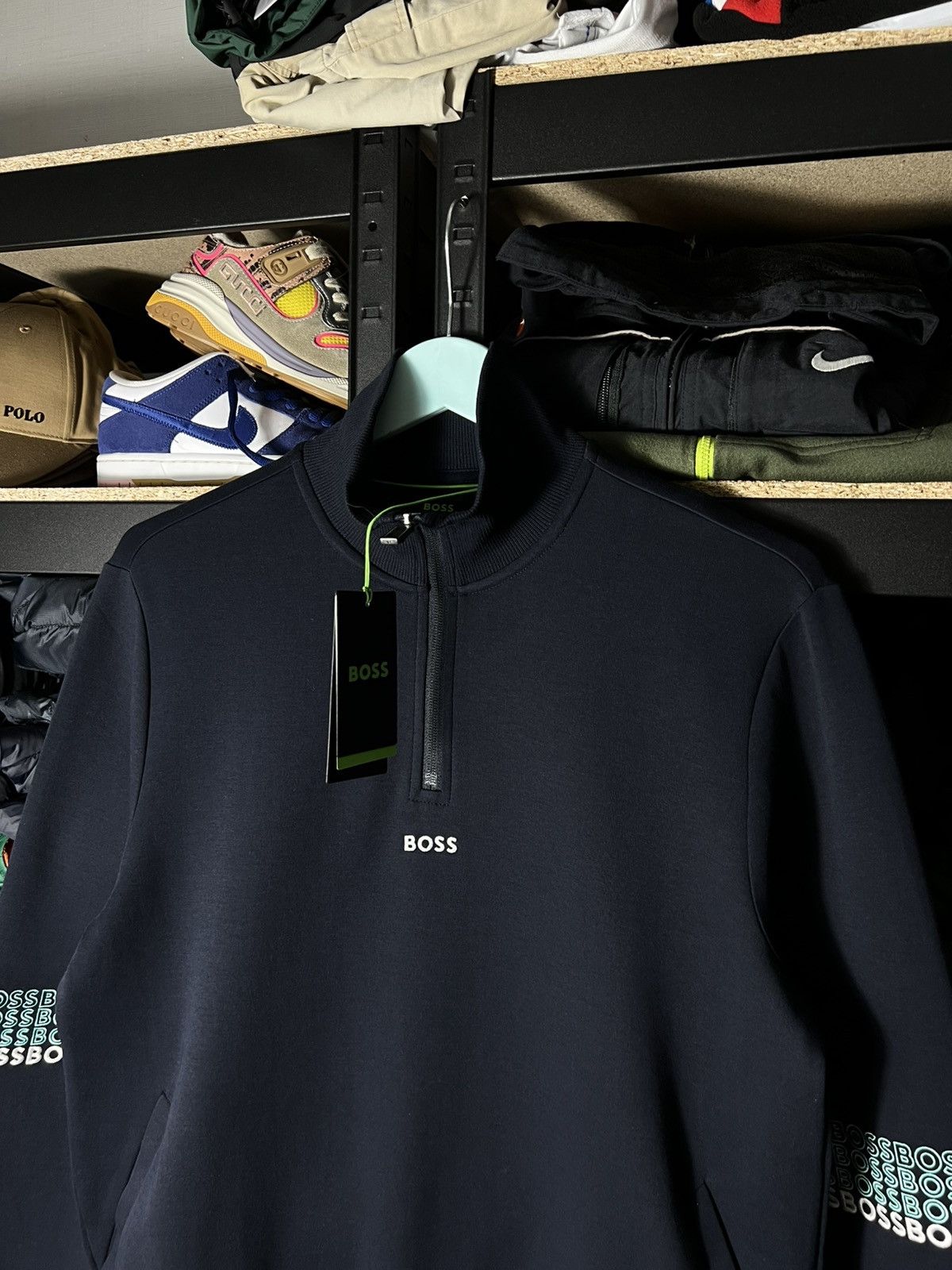 Hugo Boss 🖤 NWT BOSS Quarter 1/4 Zip Sweatshirt – Navy – Size M Size US M / EU 48-50 / 2 - 2 Thumbnail