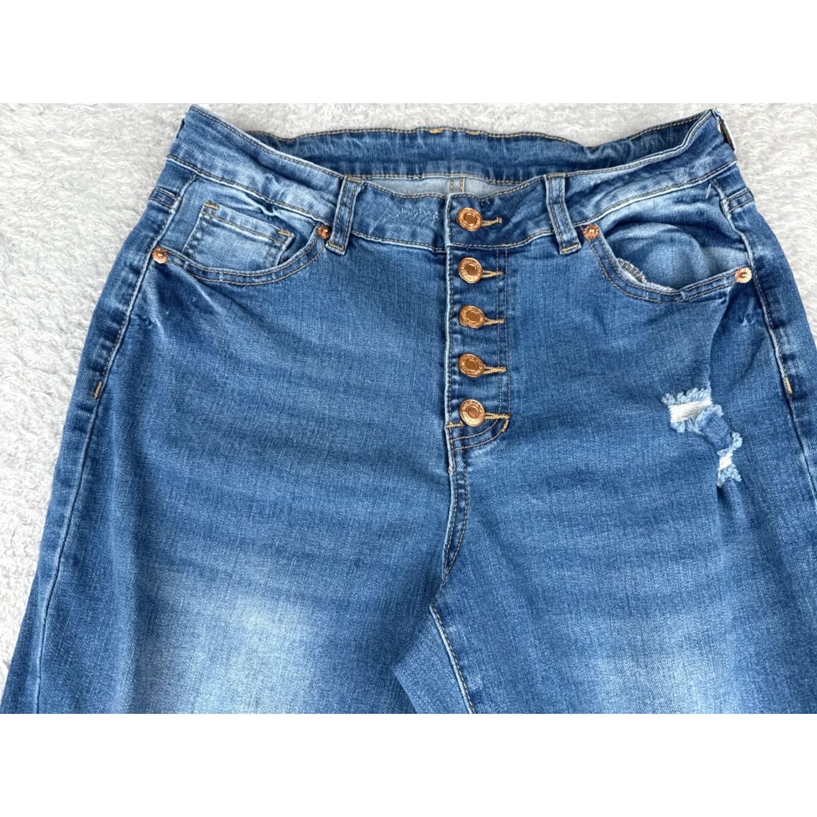 Vintage Vintage Womens Jeans Bootcut Distressed Cotton Blend 28 Blue Mid Rise 31in Inseam Size 28" / US 6 / IT 42 - 4 Thumbnail
