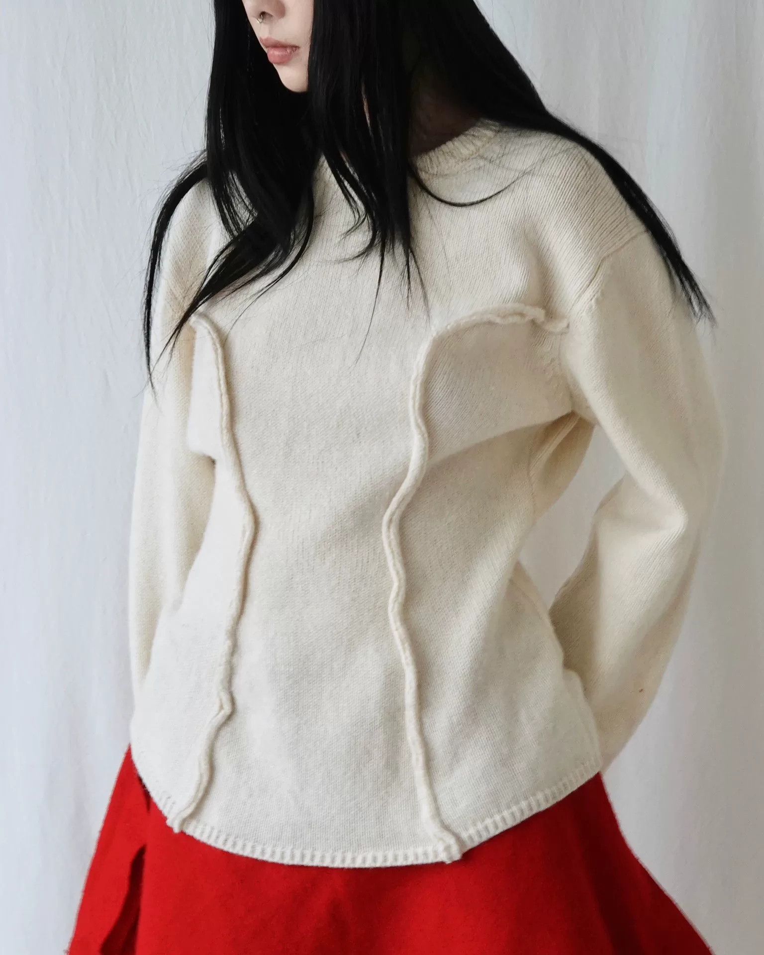 Comme des Garcons Cream Oversized Wool Sweater Size M / US 6-8 / IT 42-44 - 1 Thumbnail
