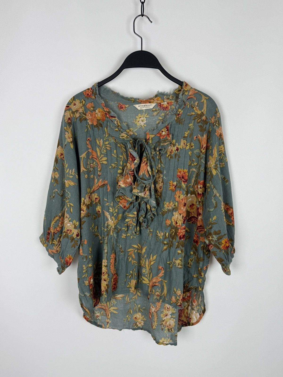 Denim & Supply Ralph Lauren Denim&Supply Avery Swing Floral Cotton 3/4 Sleeve Blouse M Size M / US 6-8 / IT 42-44 - 3 Thumbnail