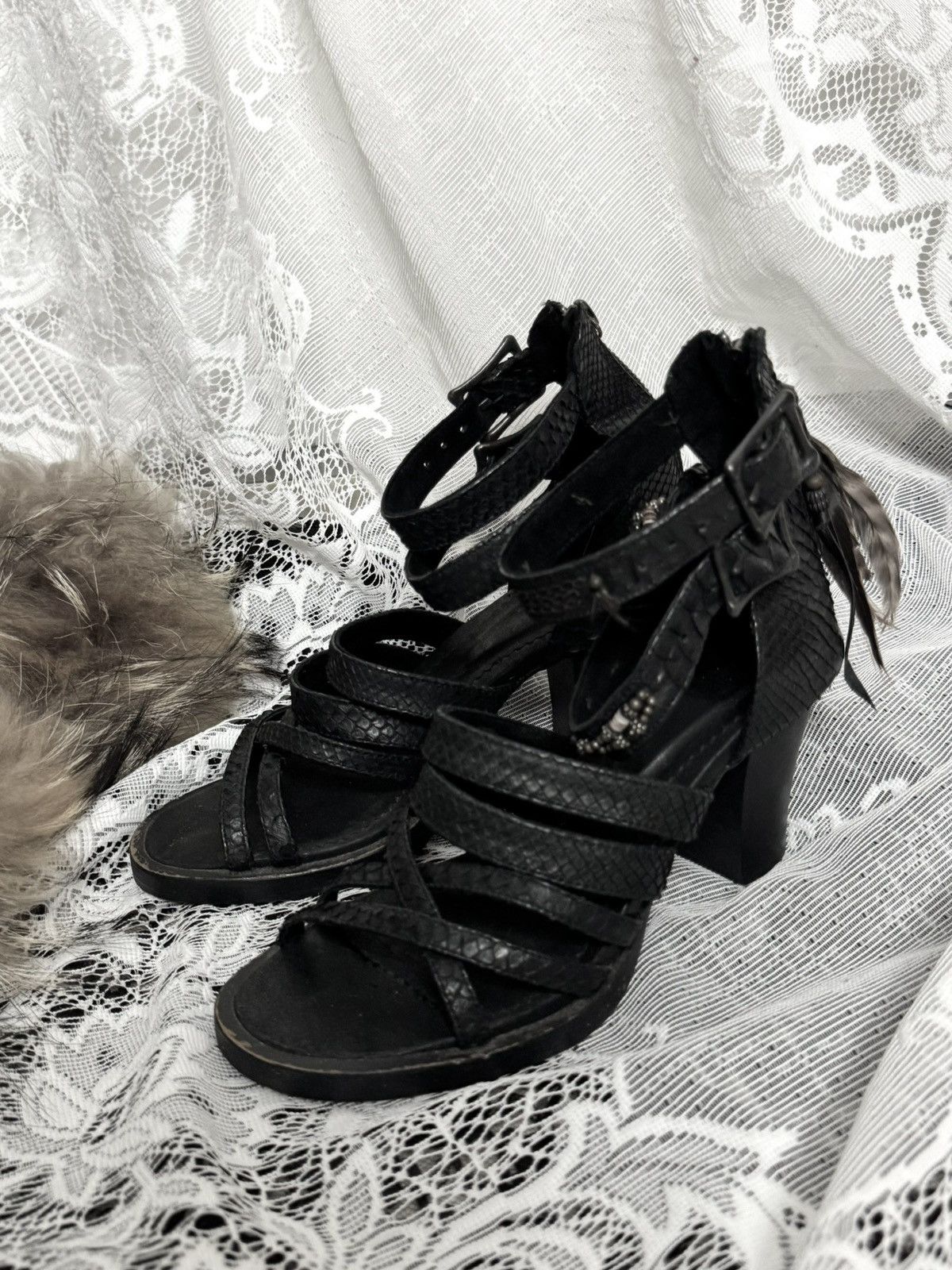 14th Addiction 14th Addiction Python Leather Straps Heels Size US 6 / IT 36 - 1 Thumbnail