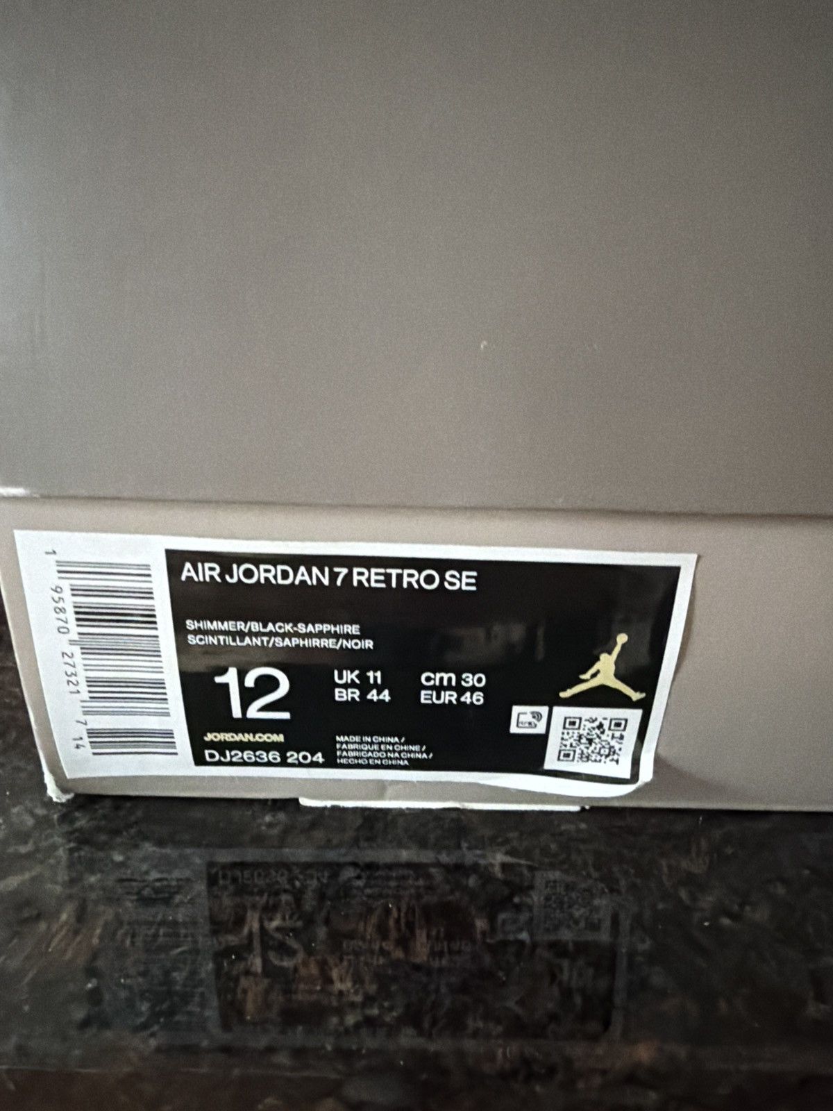 Jordan Brand Air Jordan 7 Retro SE “Shimmer / Sapphire” – Size 12 – Box Size US 12 / EU 45 - 7 Thumbnail