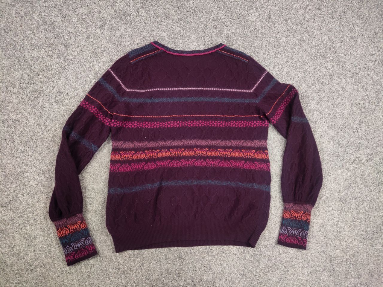 Japanese Brand Ivko Structure pullover pattern Wool blackberry Sweater Size L / US 10 / IT 46 - 14 Thumbnail