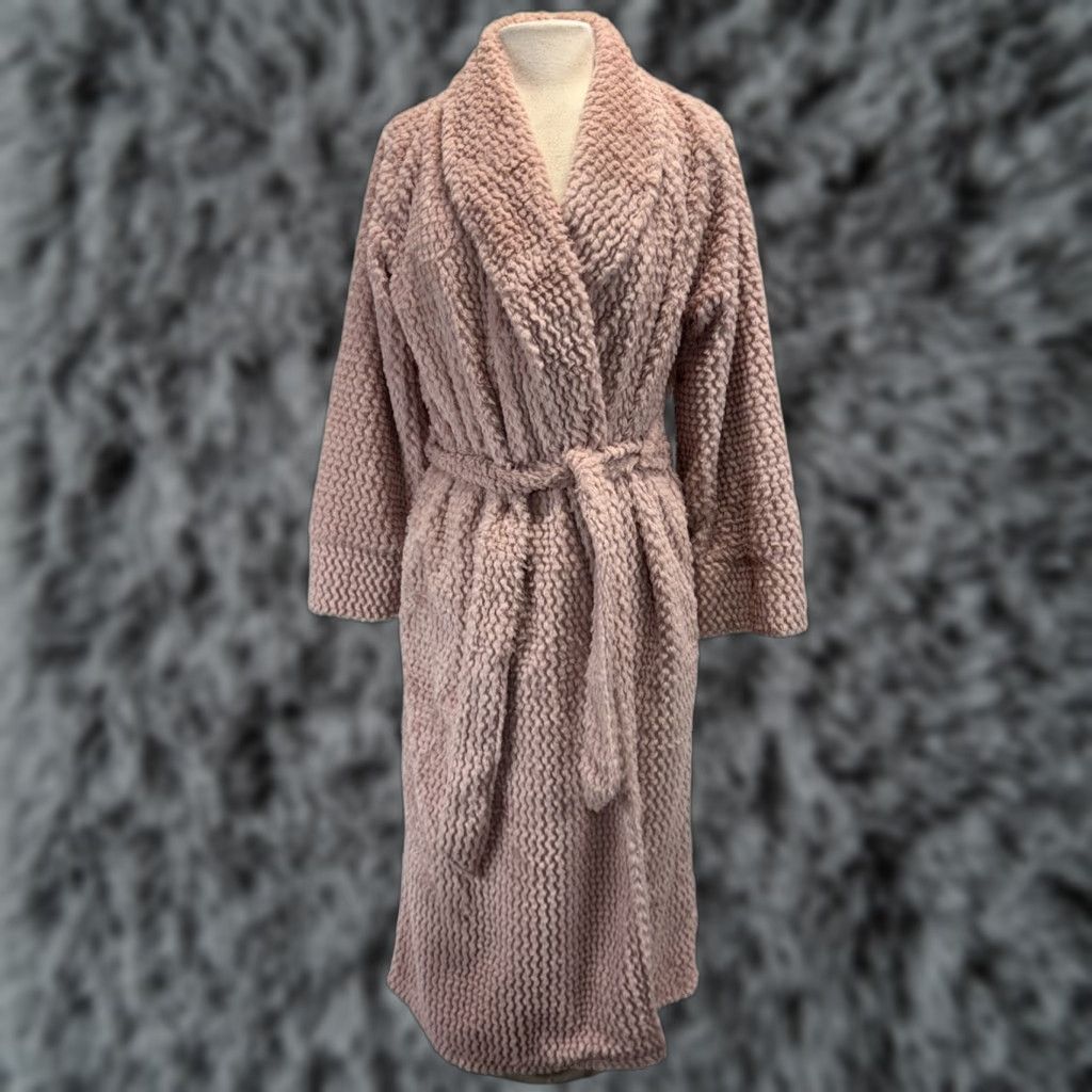 Vintage SOMA Plush Long Robe Women’s S/M Pink Belted Lined Textured Luxe Cozy Vict OR Womens (adjusted to compliance) Size ONE SIZE - 1 Thumbnail