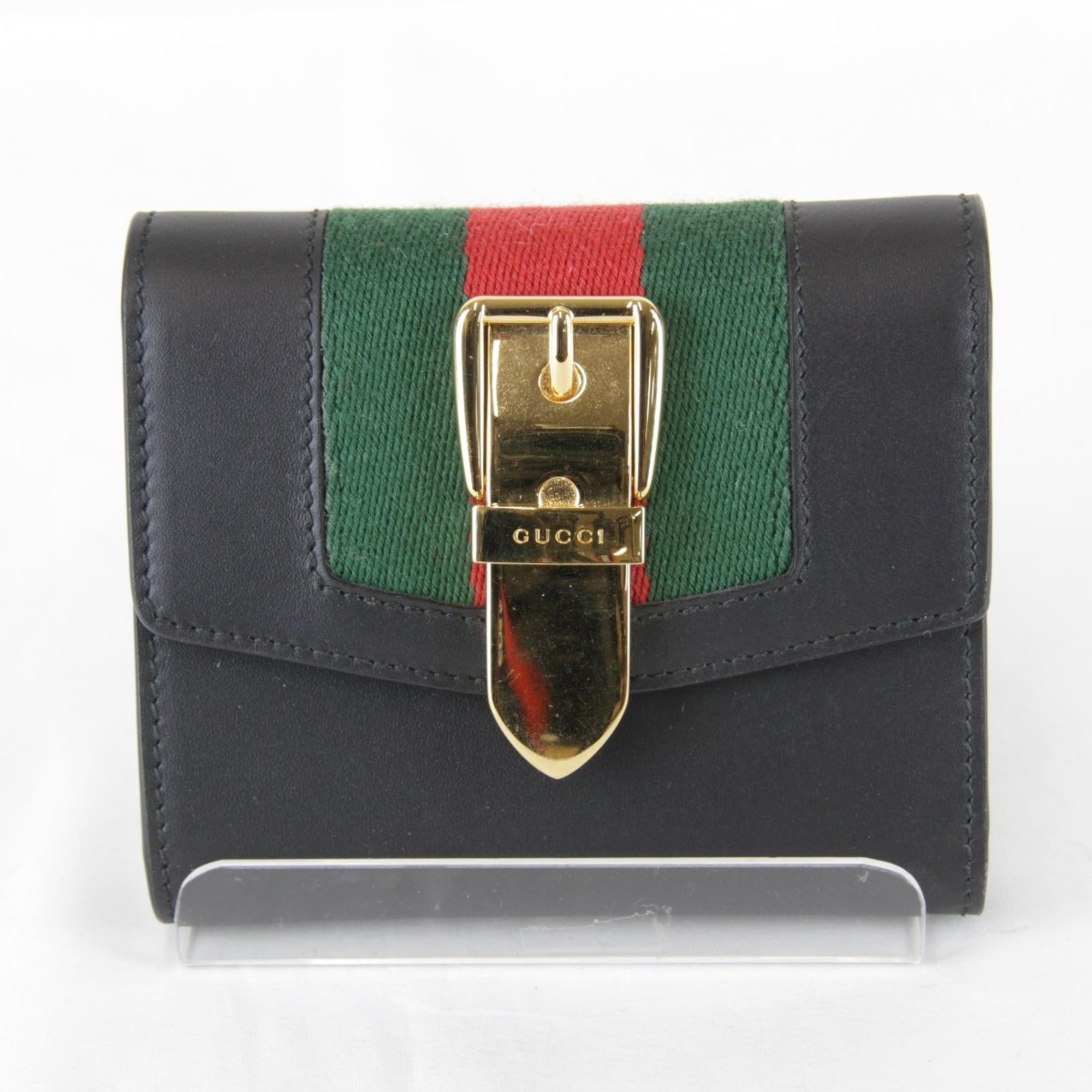 Gucci GUCCI 476081・0416 Sylvie Web Line Tri-fold Wallet Compact Women's Size ONE SIZE - 1 Thumbnail