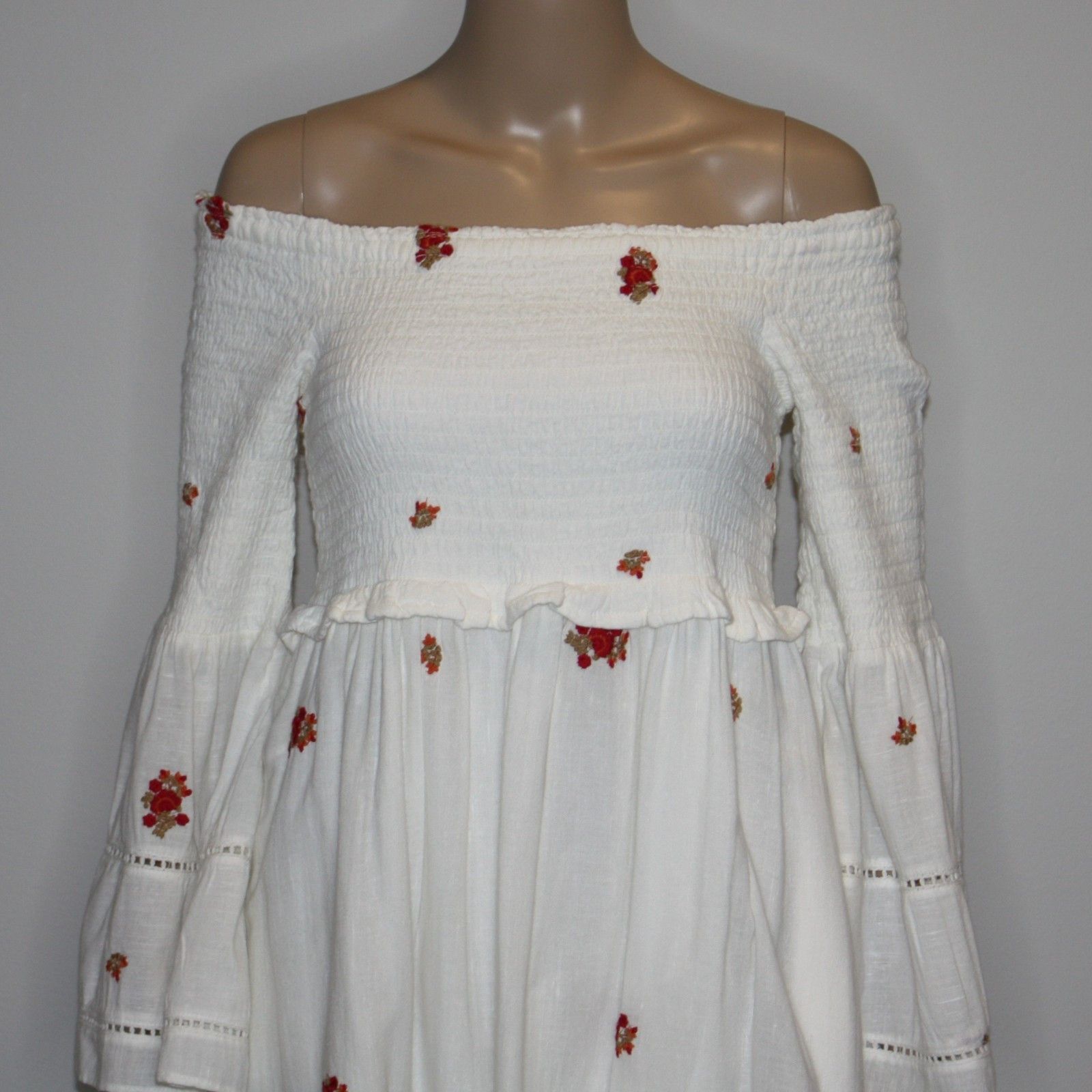 Free People Counting Daisies Embroidered Off the Shoulder Dress $148 Size M / US 6-8 / IT 42-44 - 5 Thumbnail