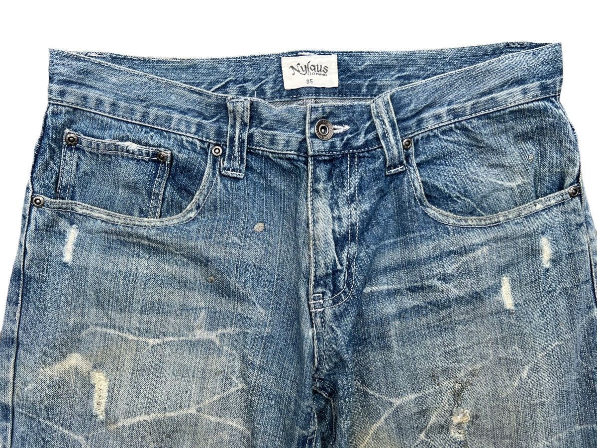 Japanese Brand Nylaus Japan Distressed Lowrise Flare Denim Jeans 34x31 Size US 34 / EU 50 - 7 Thumbnail