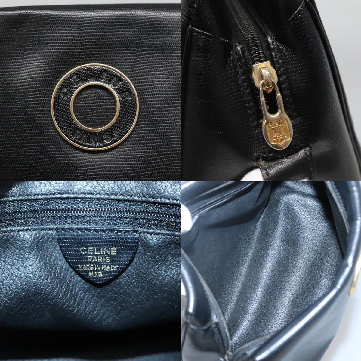 Celine CELINE Hand Bag Leather Black Gold Size ONE SIZE - 11 Thumbnail