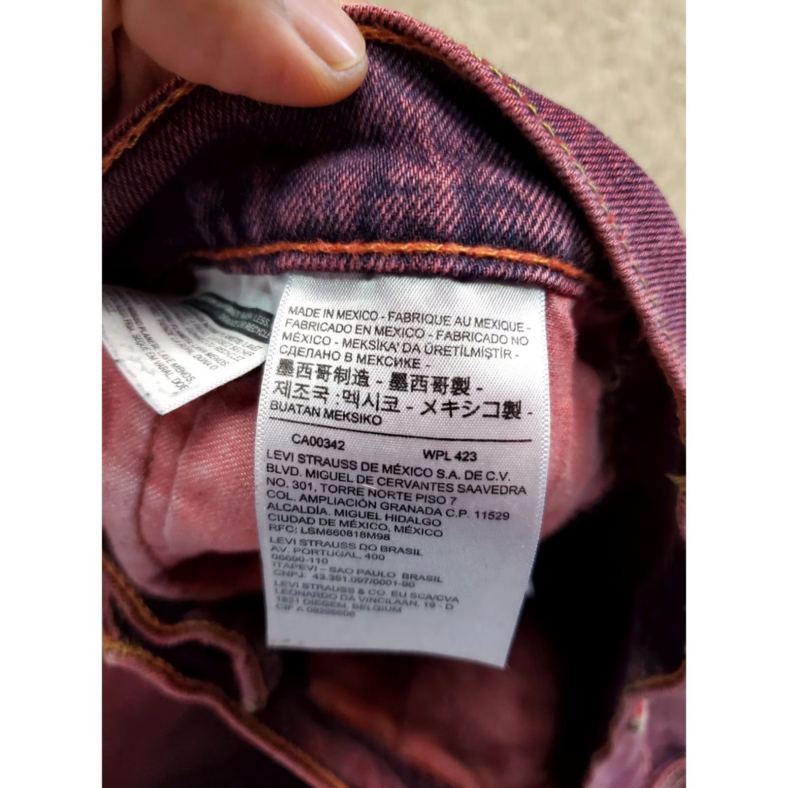 Levi's Levi's 510 Jeans 38X30 Mens Slim Straight Red Wash Denim (Regular) 5-Pocket Stretch Size US 38 / EU 54 - 3 Thumbnail