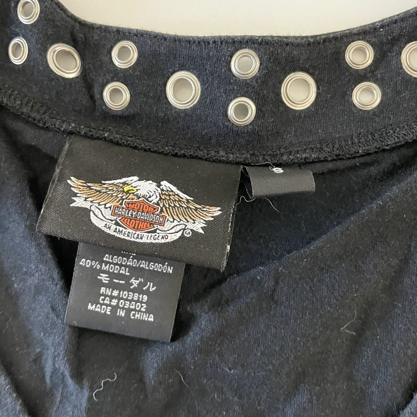 Harley Davidson Harley-Davidson Motorcycle 3/4 Sleeve Eyehole V Neck T Shirt Women's Small Black Size S / US 4 / IT 40 - 2 Thumbnail