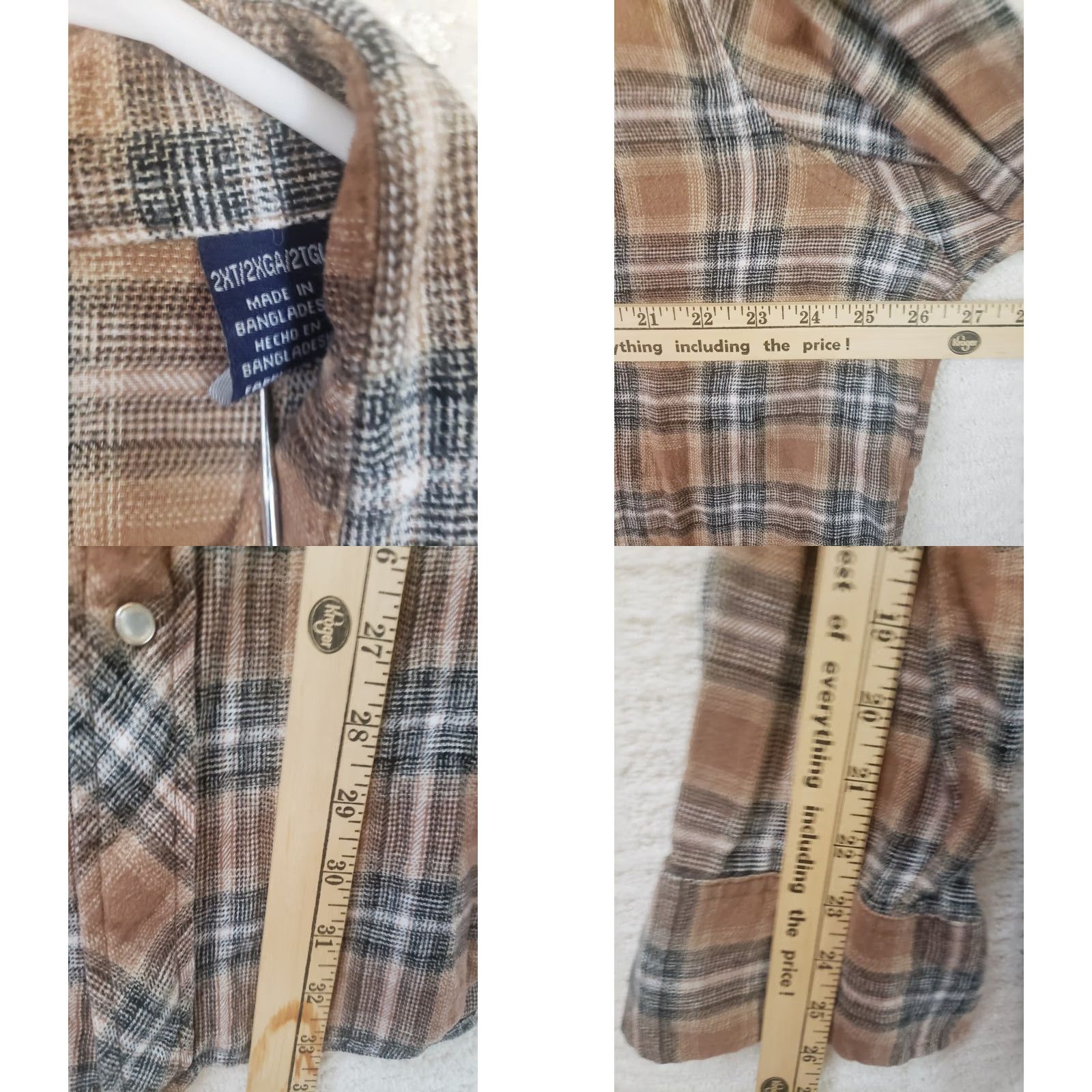 Wrangler Wrangler Wrancher Plaid Flannel Shirt 2XT Brown Blue Long Sleeve Button-Up Men's Casual Workwear 2XT Big & Tall Pockets Cotton Size US XXL / EU 58 / 5 - 9 Thumbnail