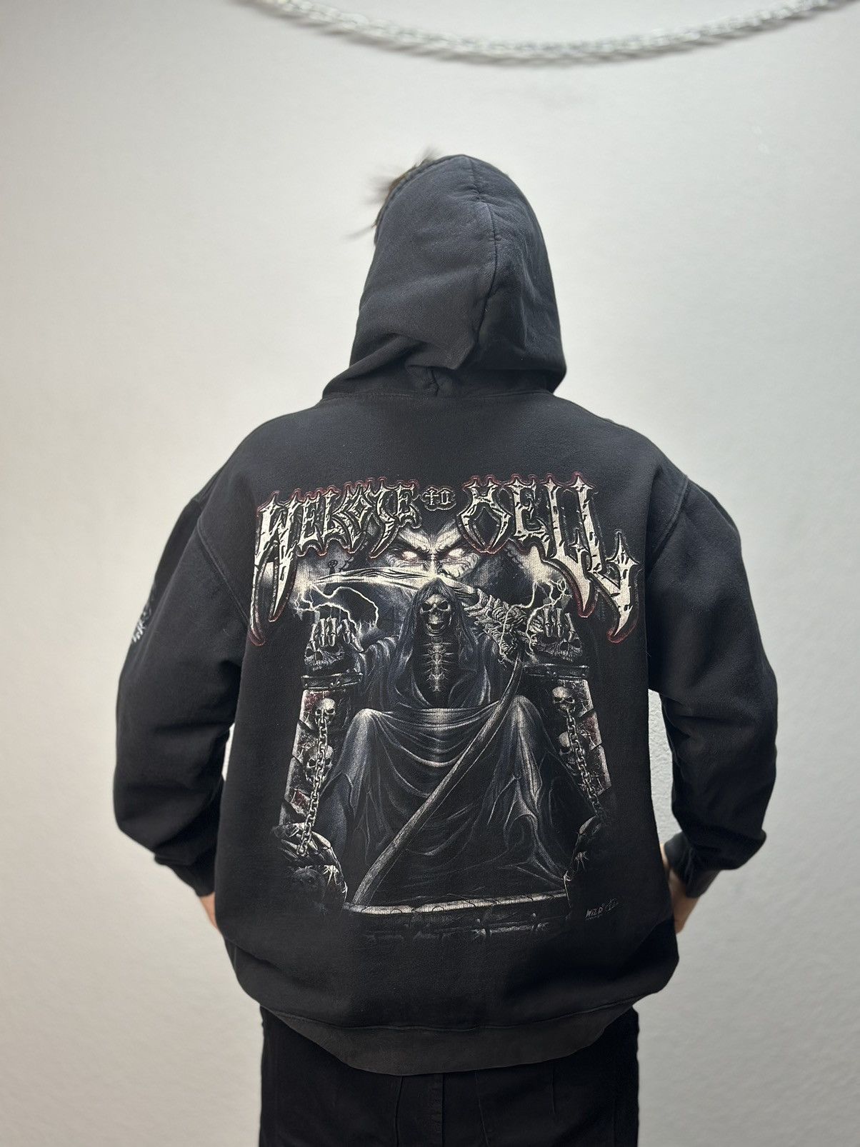 Band Tees Vintage Hoodie Welcome To Well Gothic Punk Wild 90s skull Size US XL / EU 56 / 4 - 11 Thumbnail