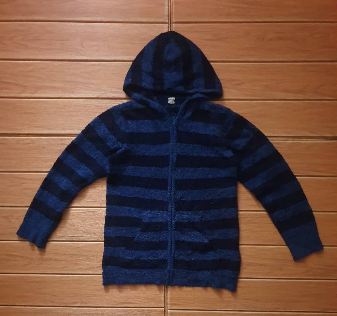 Uniqlo Uniqlo stripe blue black Fleece Hoodie Sweater Size M / US 6-8 / IT 42-44 - 1 Thumbnail
