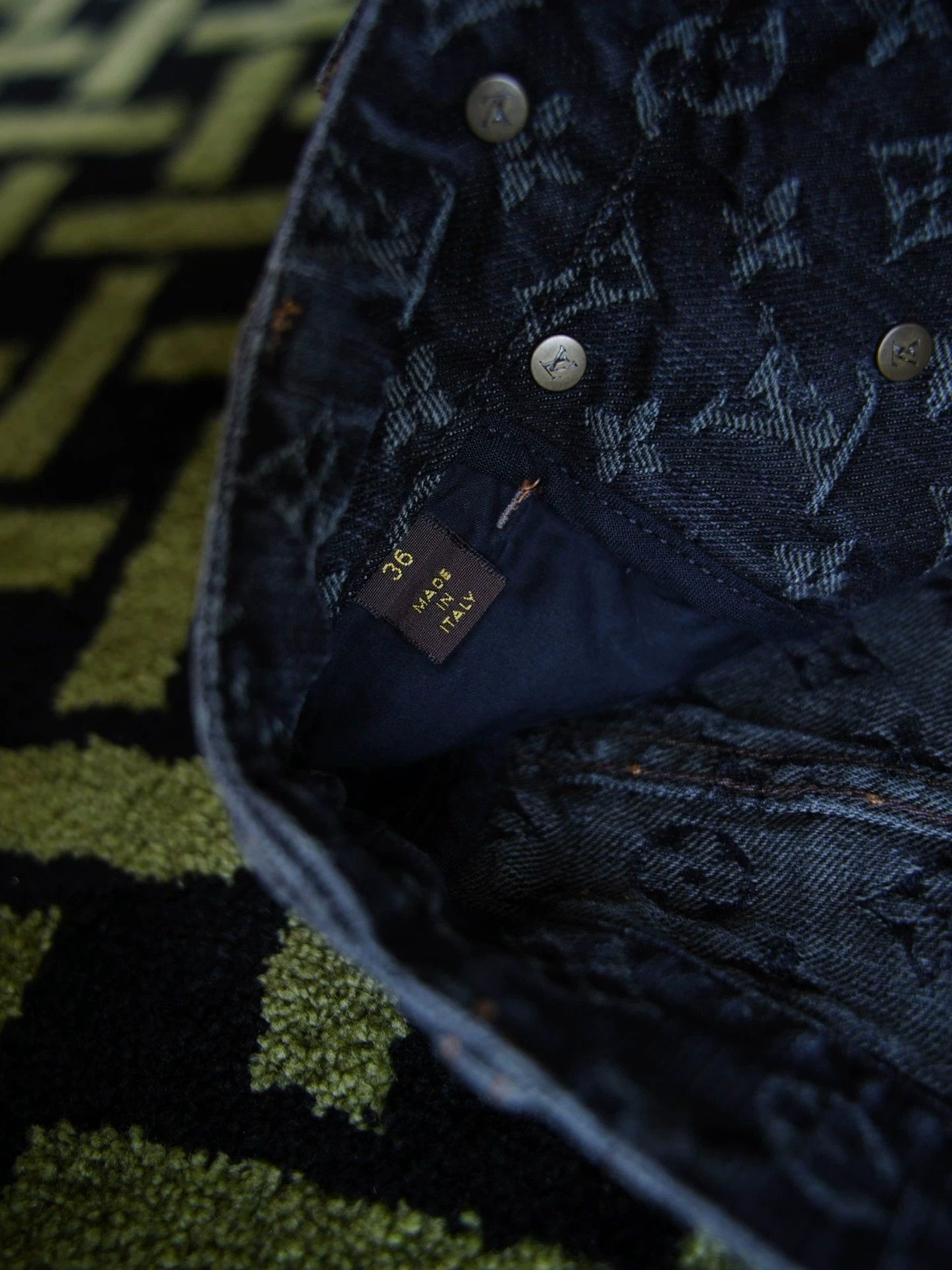 Louis Vuitton LV Black Monogram Denim Bodycon Tie Skirt 36FR Size 26" / US 2 / IT 38 - 8 Thumbnail