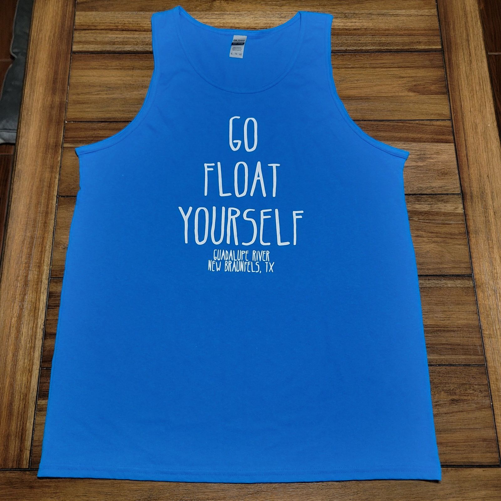 Gildan Guadalupe River Blue Tank Top "Go Float Yourself" - Size XL Size US XL / EU 56 / 4 - 1 Thumbnail