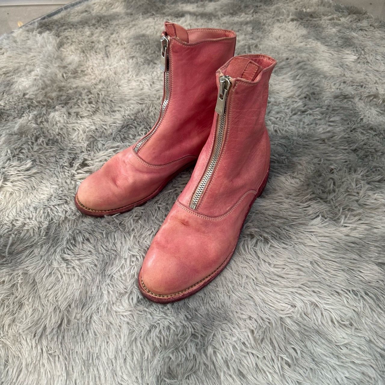 Guidi Guidi Pink Leather Front Zip Boots Size 37 Size US 7 / IT 37 - 1 Thumbnail