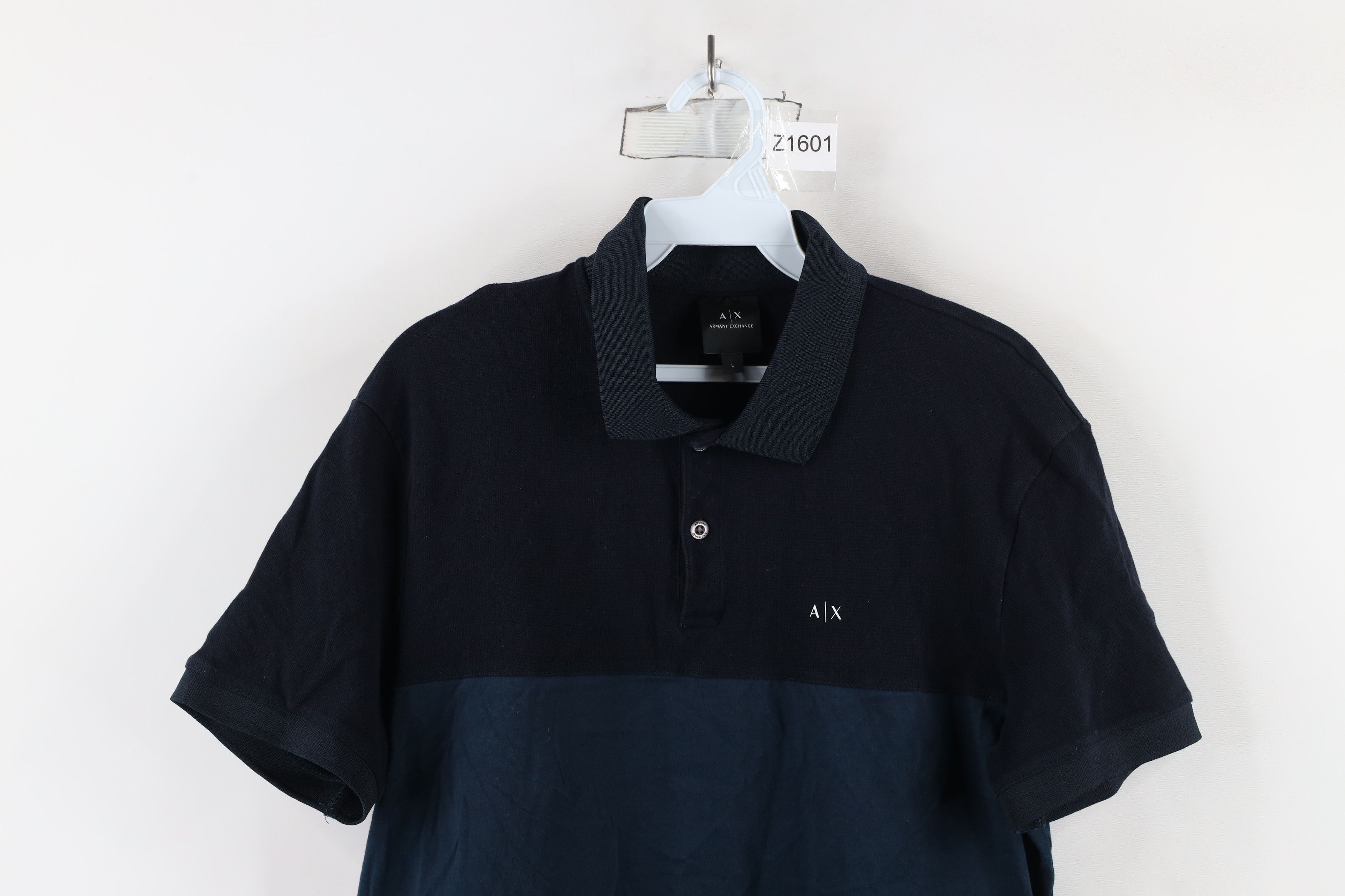 Armani Exchange × Vintage Armani Exchange Monogram Block Collared Polo Shirt Blue Size US L / EU 52-54 / 3 - 2 Thumbnail