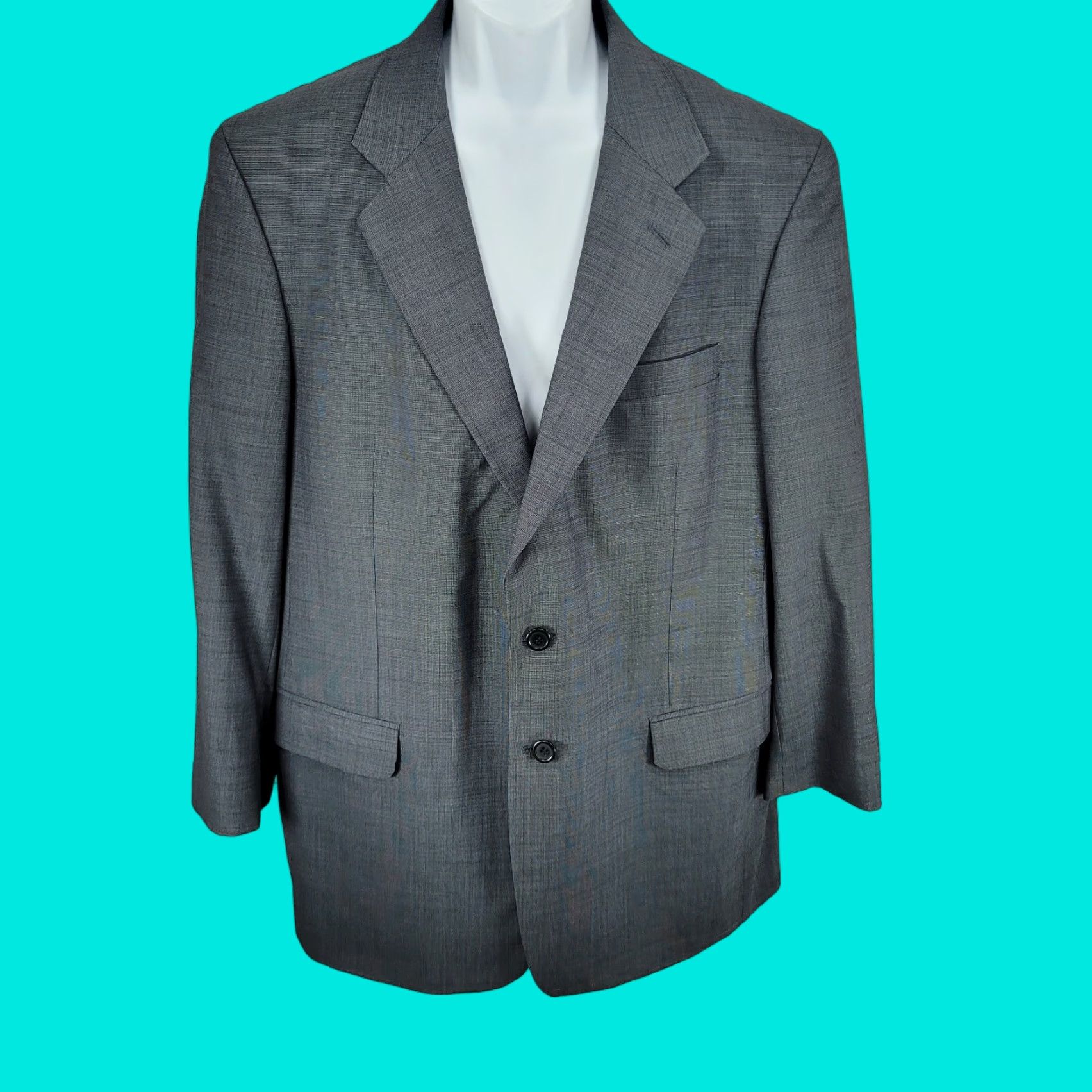 Vintage VINTAGE Corbin Blazer Mens 2 Button Notch Vented Wool Gray 44L Long Regular 2 Piece Suits & Sport Coats Size 44R - 1 Thumbnail