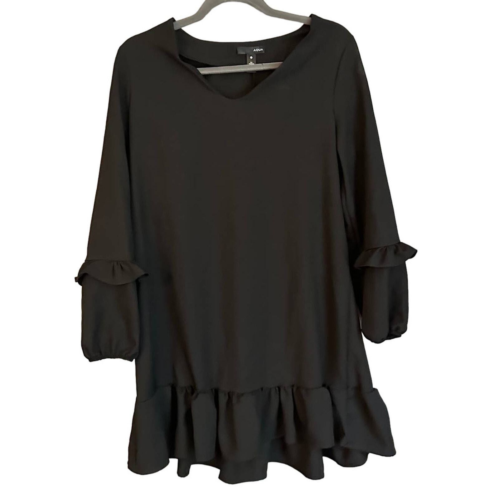 Other Aqua Dress Size Small Mini V Neck Ruffle Long Sleeve Shift Size S / US 4 / IT 40 - 1 Thumbnail