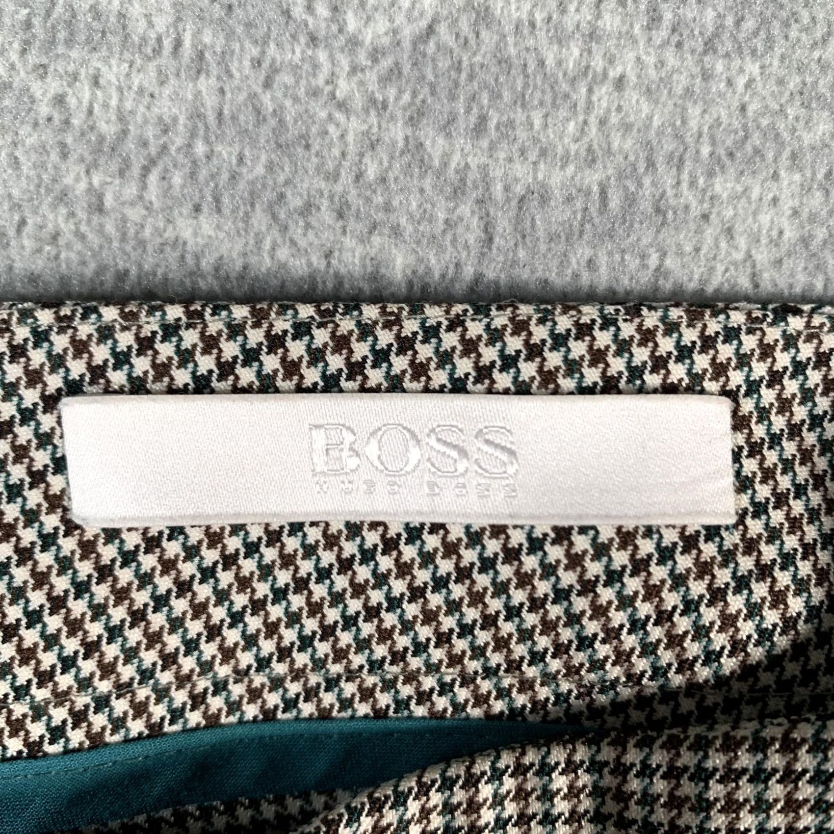 Vintage VINTAGE Boss Pants Womens 4 Brown Houndstooth Slim Fit Dress Trouser Office Germany Size 26" / US 2 / IT 38 - 6 Thumbnail