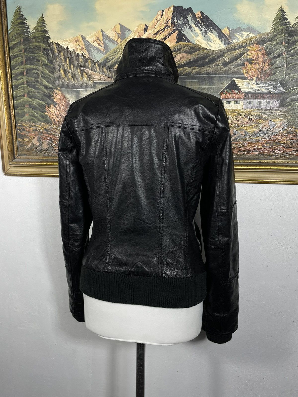 Vintage Vintage Y2k Avant Garde Black Real Leather Bomber Jacket Size S / US 4 / IT 40 - 6 Thumbnail