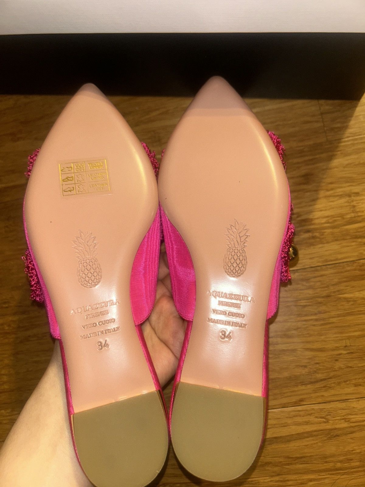 Aquazzura Aquazzura Sunflower Flat Moire Fabric Pink size 34 Size US 4 / IT 34 - 6 Thumbnail