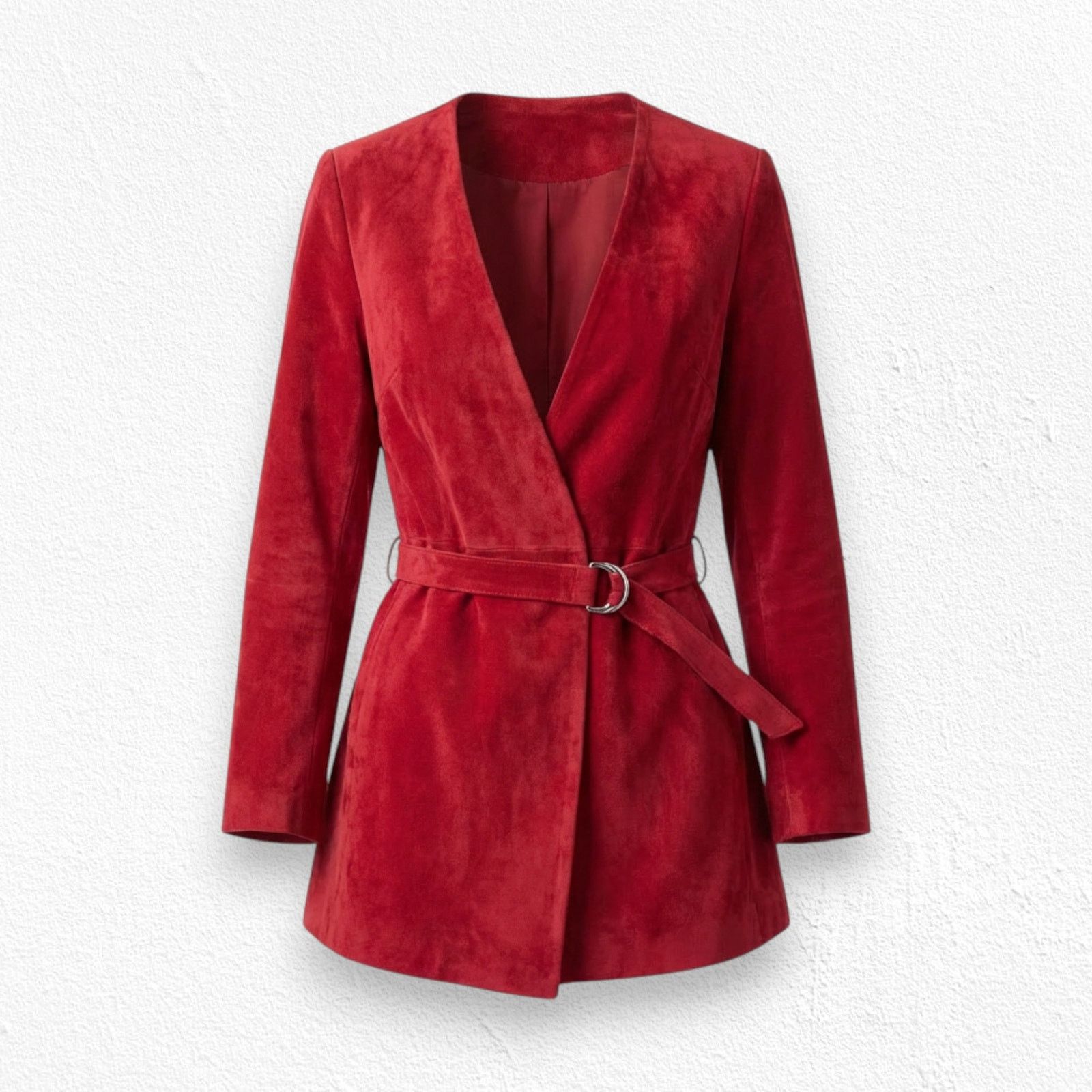 Zara Zara Red Faux Suede Deep V Neck Romper Size Small Size 27" / US 4 / IT 40 - 1 Thumbnail