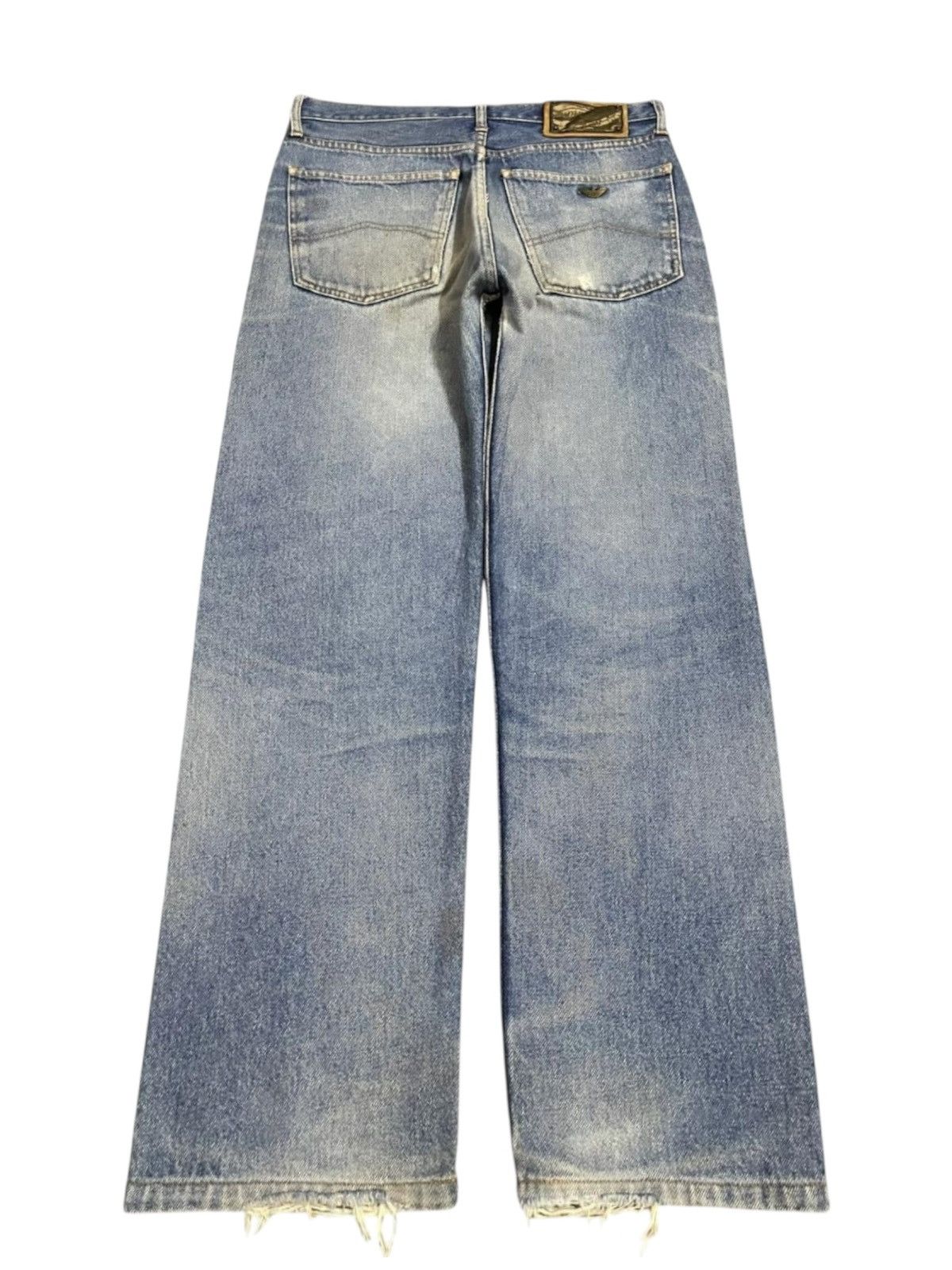 Armani Vintage Italy Armani Jeans Blue Wash Distressed Loose Jeans Size US 32 / EU 48 - 2 Thumbnail