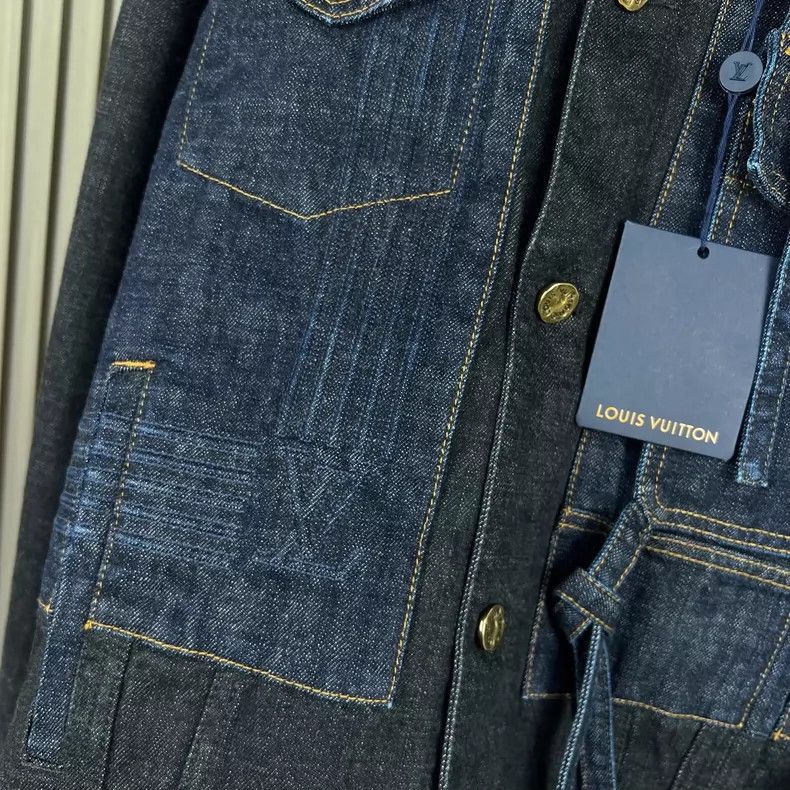 Louis Vuitton Embossed Logo Ribbon Denim Jacket