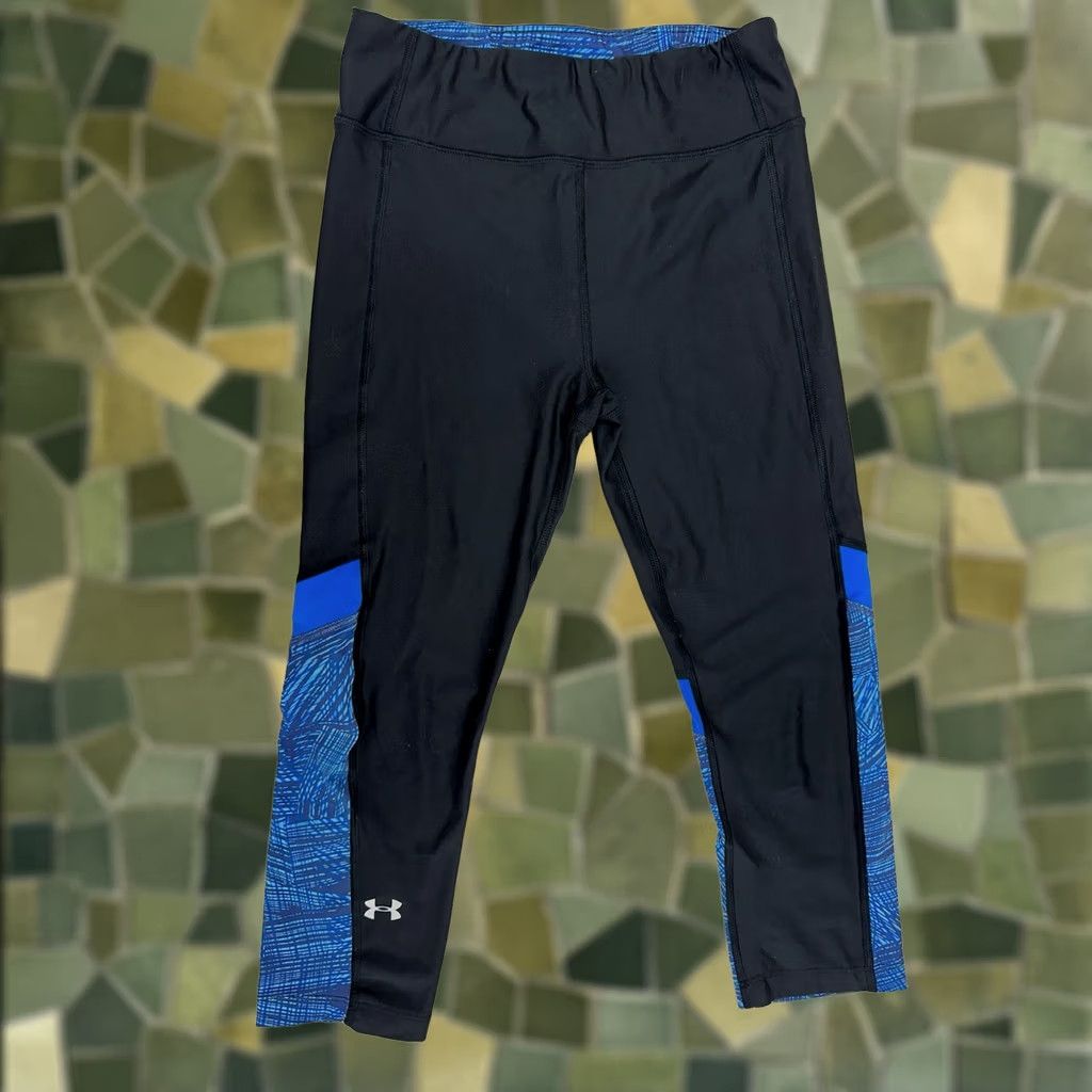 Under Armour Under Armour Womens Capris Size Small Black Blue Compression Legging Heatgear Capris Size 28" / US 6 / IT 42 - 1 Thumbnail