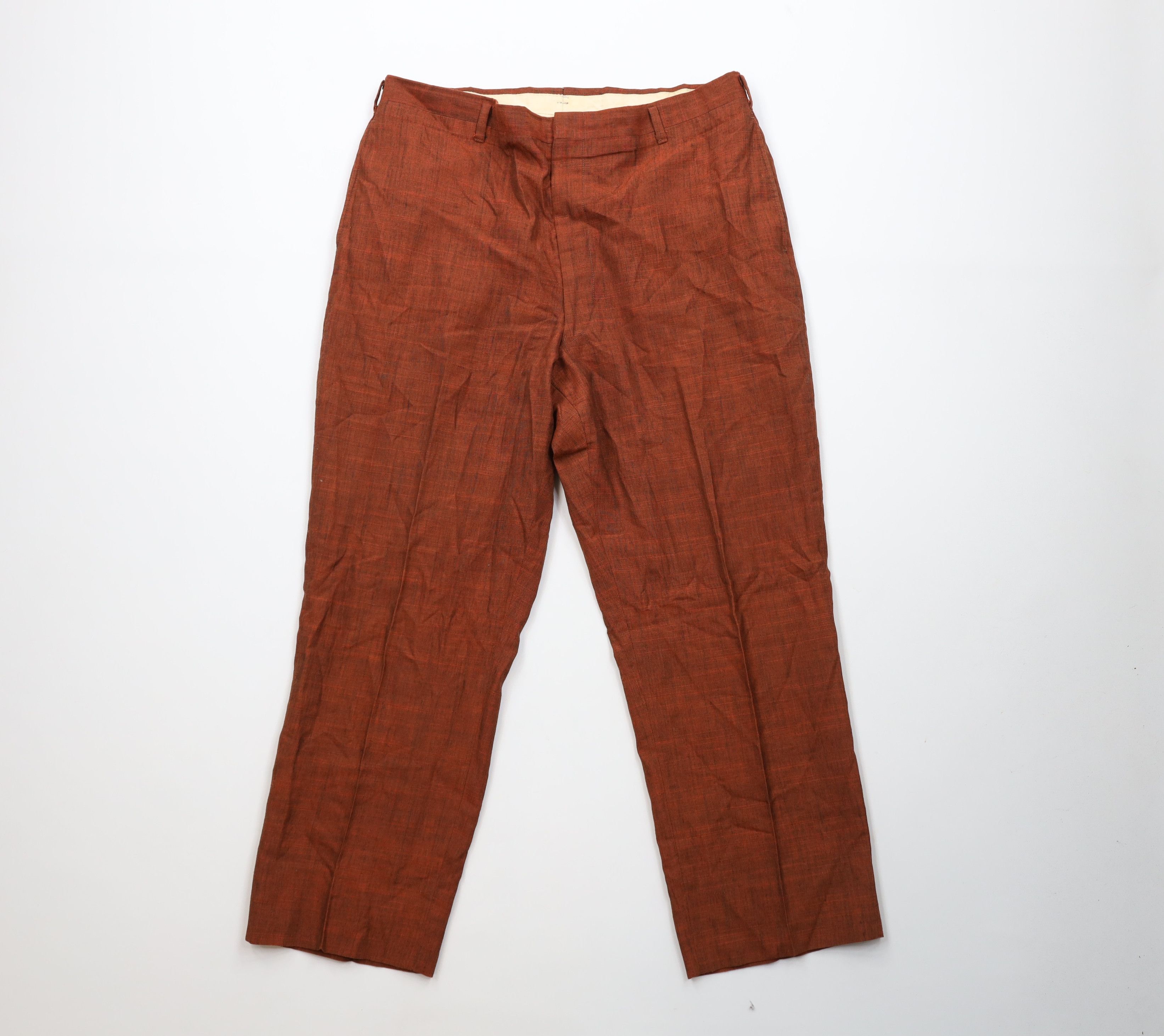 Vintage Vintage 50s Rockabilly Fleck Rayon Gabardine Chino Pants USA Size US 34 / EU 50 - 1 Thumbnail
