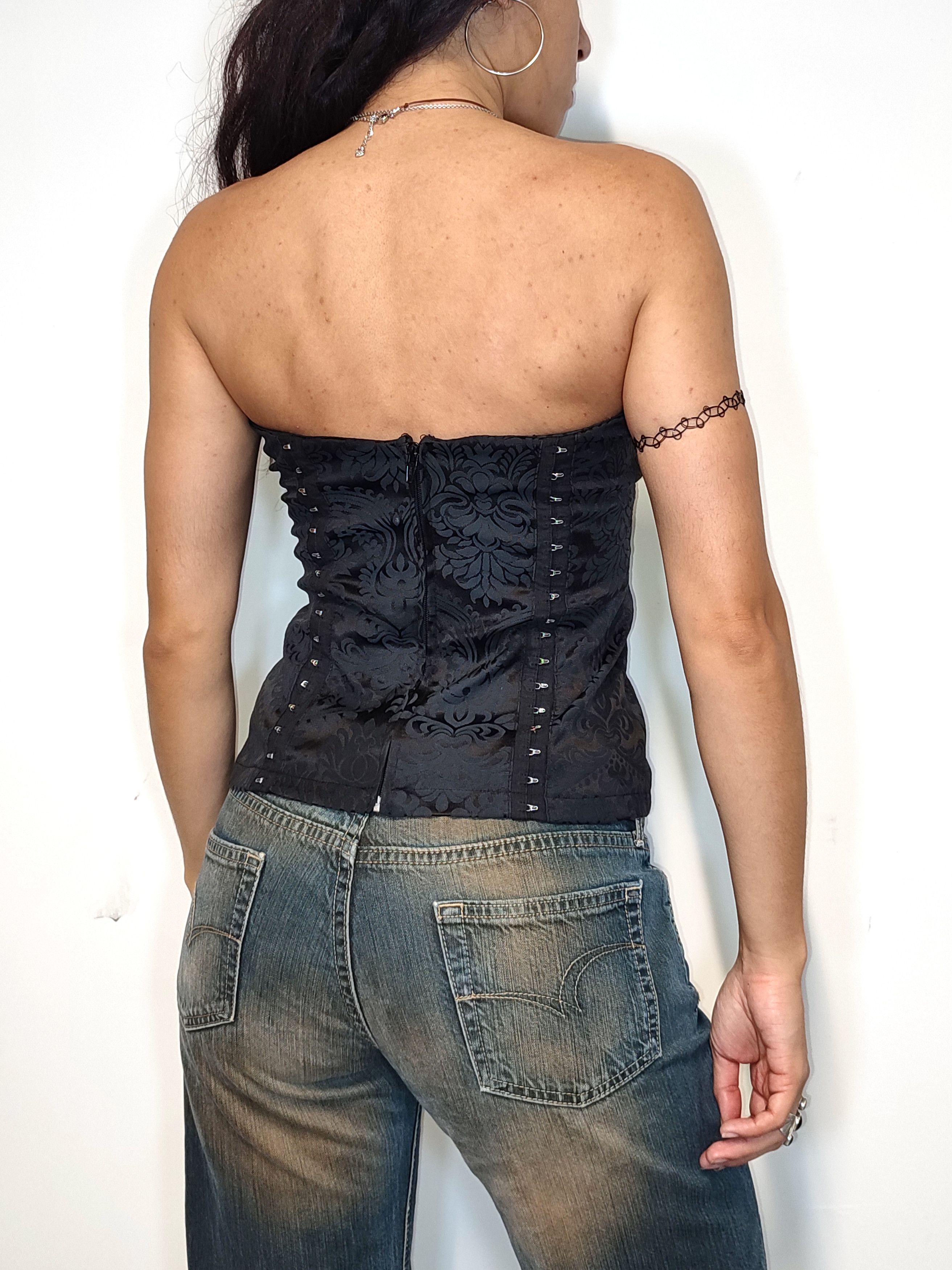 Vintage Vintage Y2k Black Corset Strapless Top Size S / US 4 / IT 40 - 2 Thumbnail