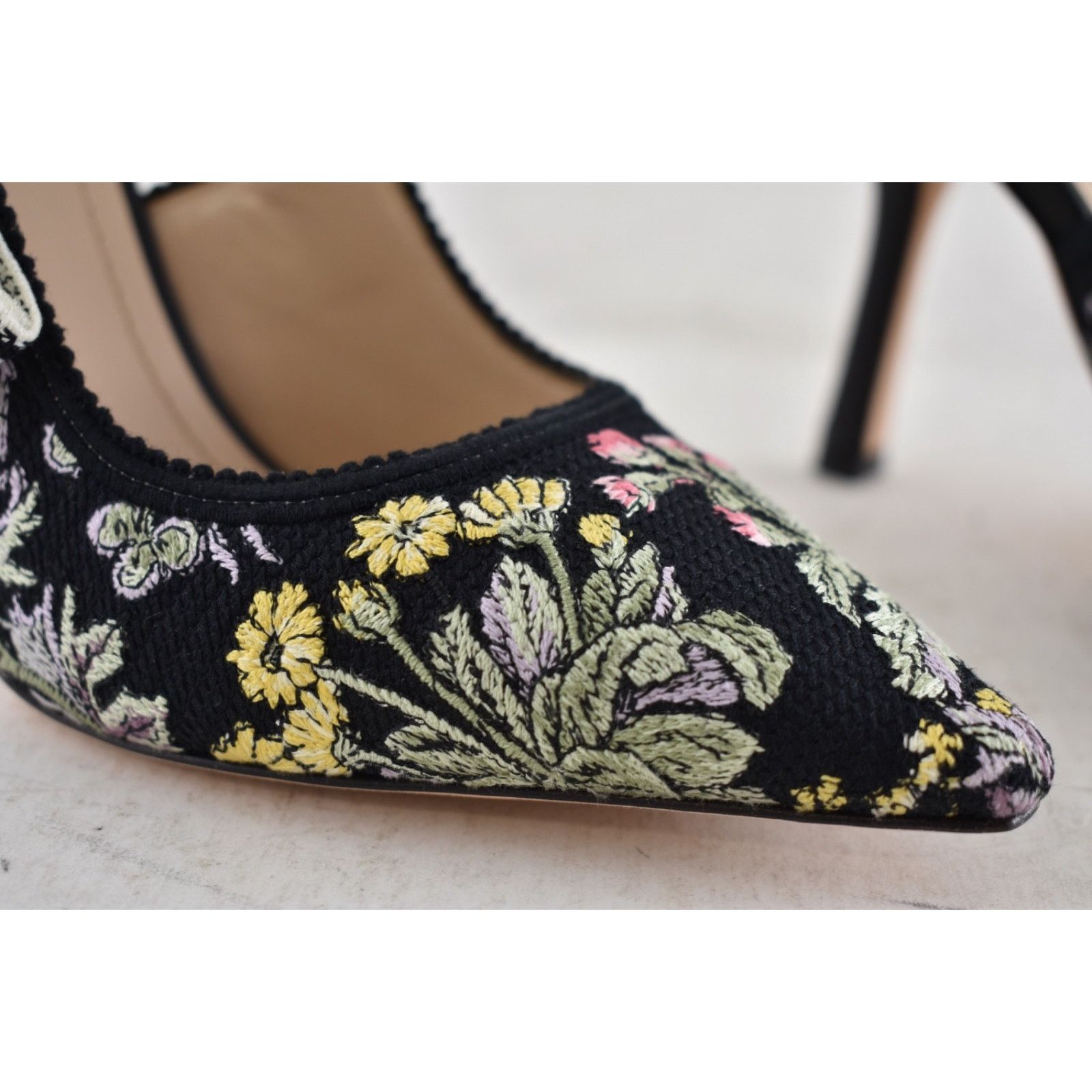 Dior Dior J'adior Millefiori Floral Ribbon Logo Slingback Pump Size US 7 / IT 37 - 6 Thumbnail