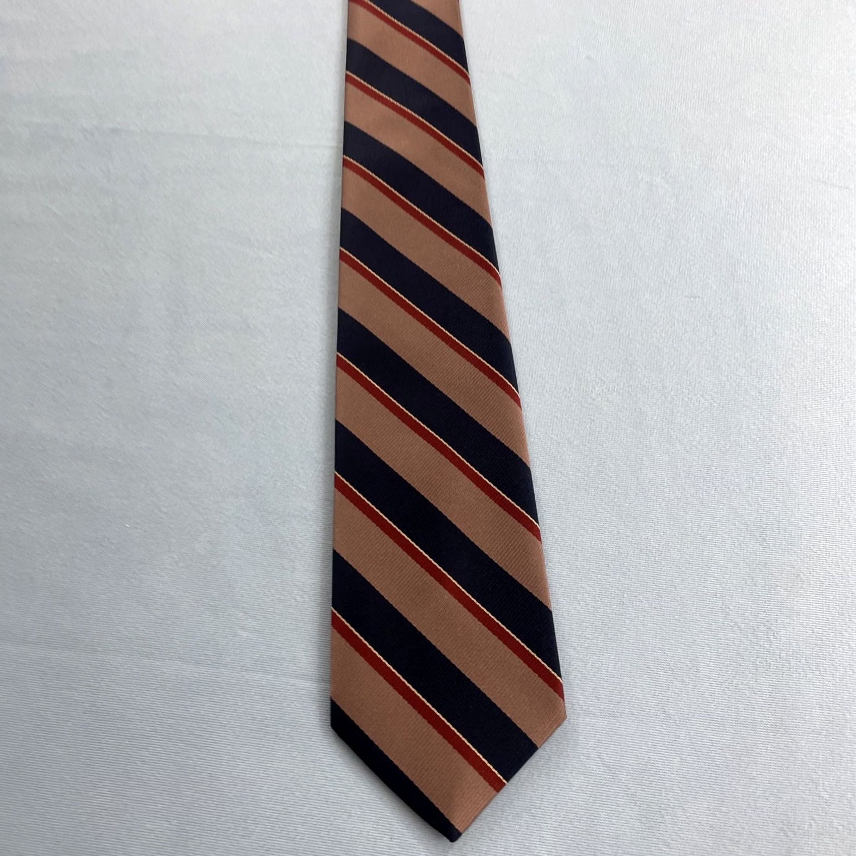 Vintage vtg Angelo Correlli Repp Tie Men Brown Blue Red Stripe Italy Capsule 3x56 Cap 60s 70s Adjustable Handmade Polyester Vintage Surrey Mens Size ONE SIZE - 6 Thumbnail