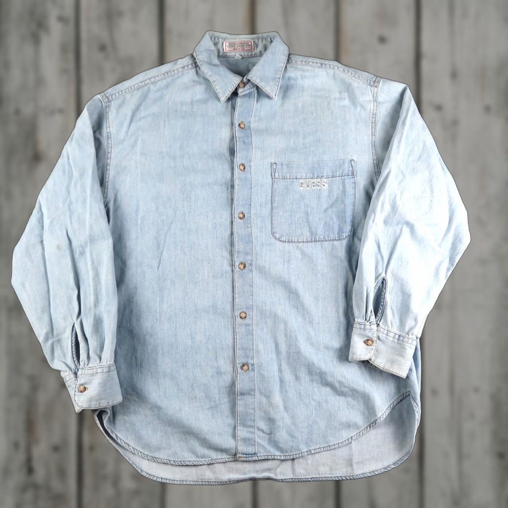Guess VINTAGE Guess By Georges Marciano Button-Up Denim Embroidered 90s Size 2 Large Blue Unisex Adults Mens Womens (adjust to end gender if applicable) Size XS / US 0-2 / IT 36-38 - 1 Thumbnail