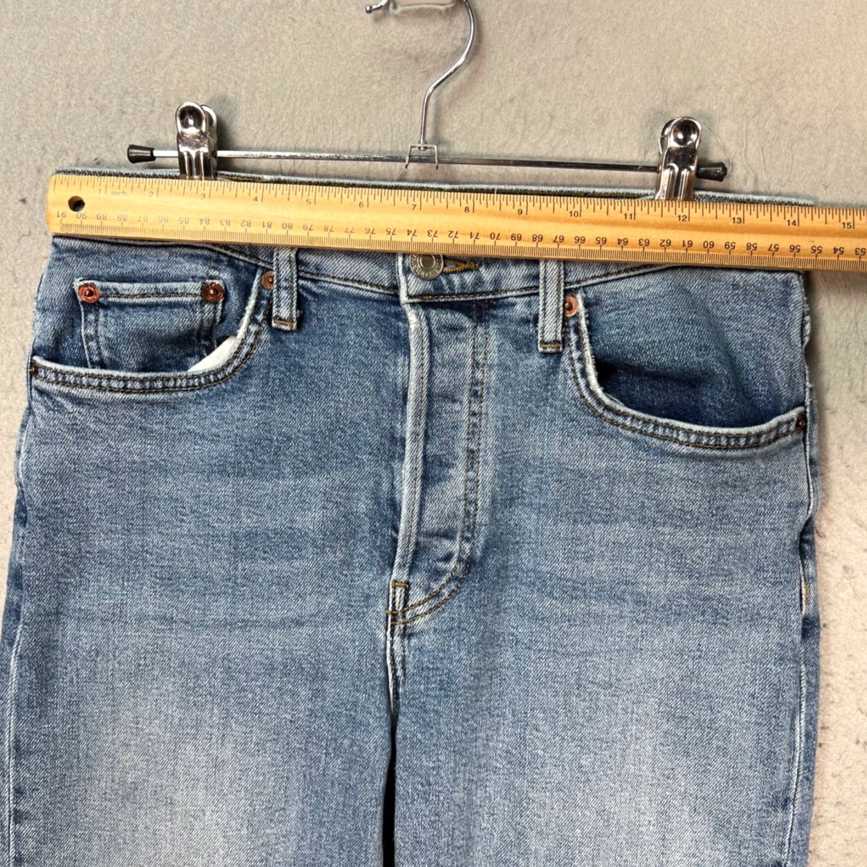 RE/DONE Re/Done Originals Womens Jeans 27 Distressed Straight Leg Denim w/ Raw Hem 5-Pocket 90s Vintage Style Womens Size 27" / US 4 / IT 40 - 5 Thumbnail