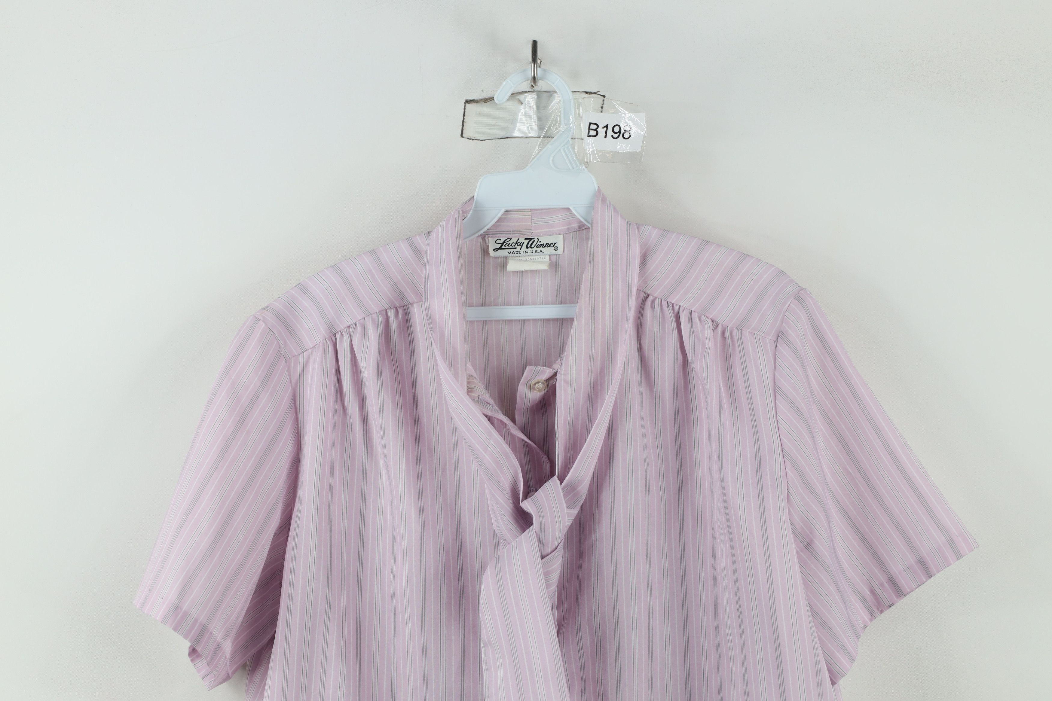 Vintage Vintage 70s Pussybow Collared Button Shirt Purple USA Size XXL / US 16-18 / IT 52-54 - 2 Thumbnail
