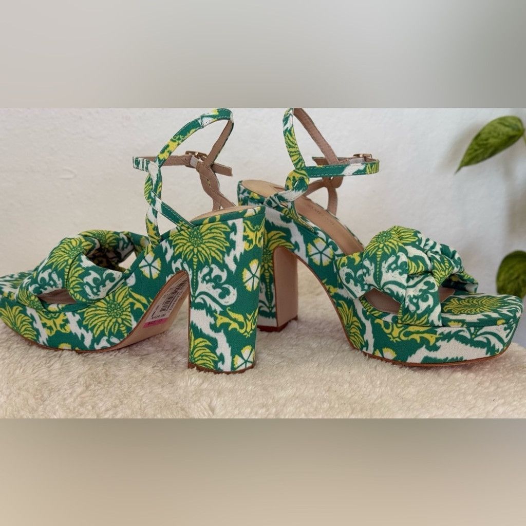 Antonio Maurizi Antonio Melani Mya Royal Palm Print Braided Platform Dress Size US 8 / IT 38 - 8 Thumbnail