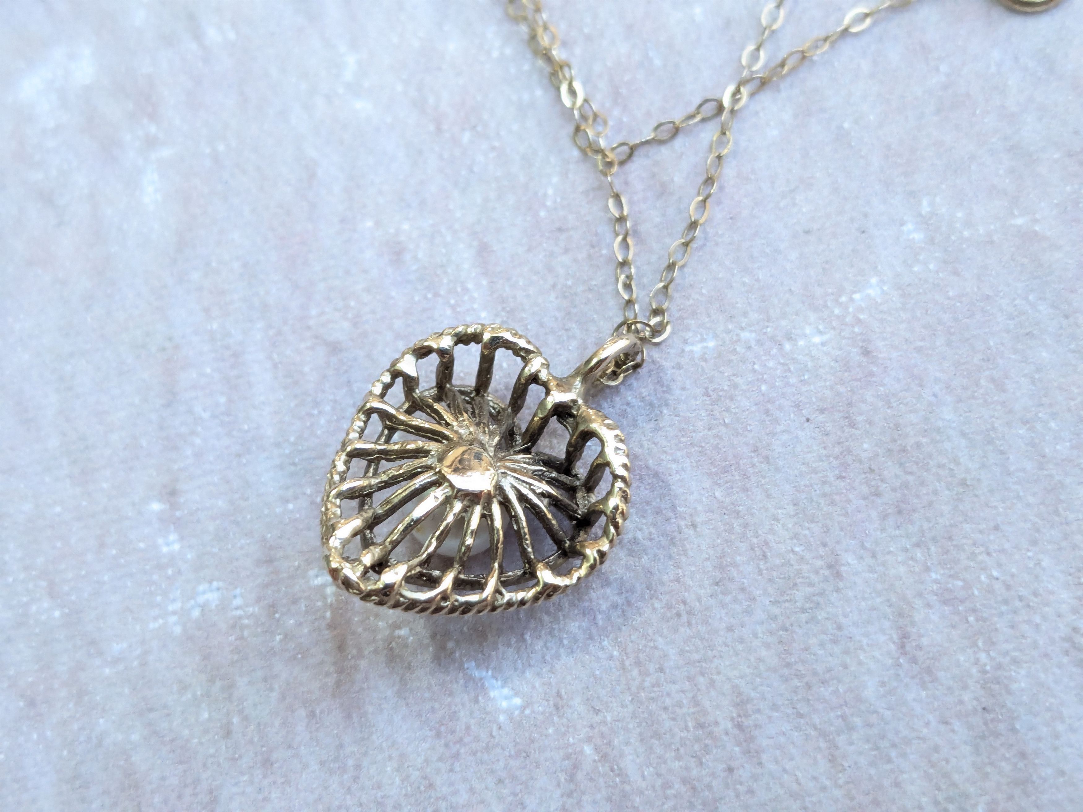 Jewelry Vintage 10k Gold Necklace Heart Pearl 17" Size ONE SIZE - 9 Thumbnail