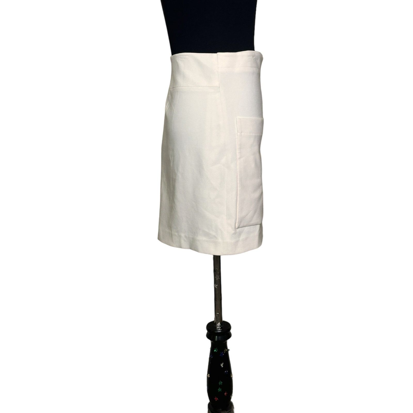 Halston Heritage Halston Heritage Ivory Large Pocket Detail Mini Skirt 12 Size 34" / US 12 / IT 48 - 12 Thumbnail