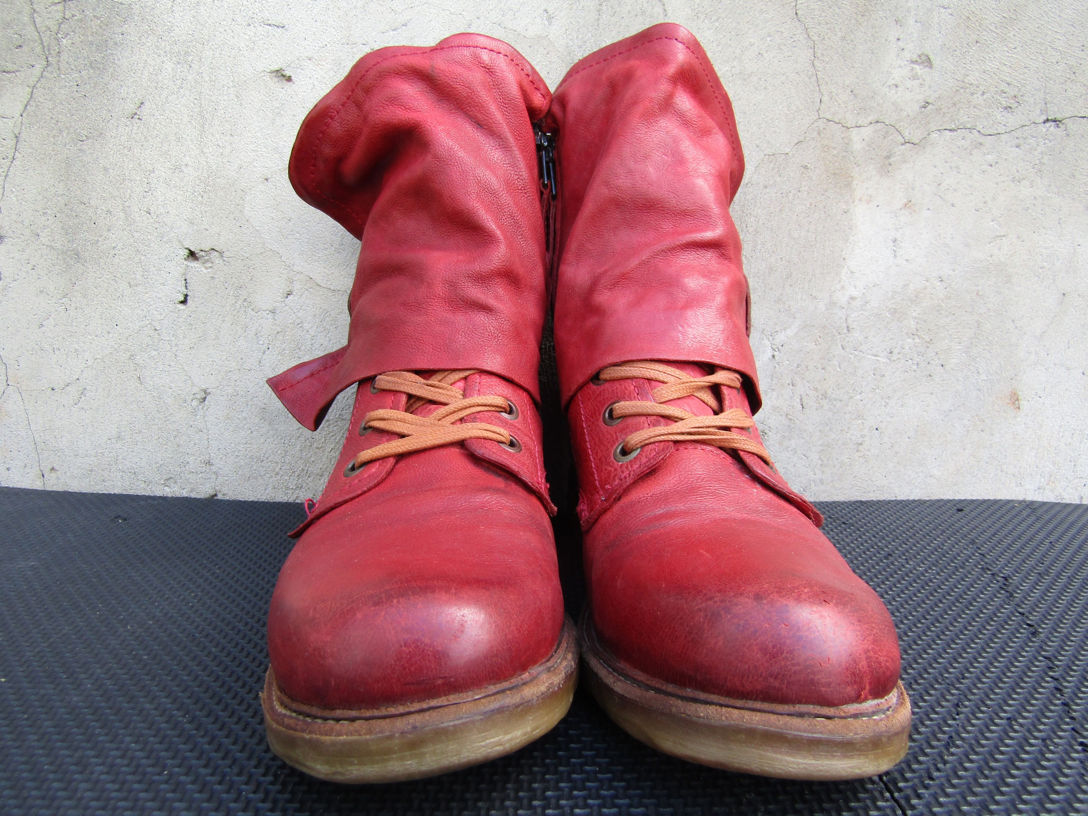 A.S.98 Airstep A.S.98 Buckle Zip Red Booties Lace Leather Size US 8 / IT 38 - 3 Thumbnail