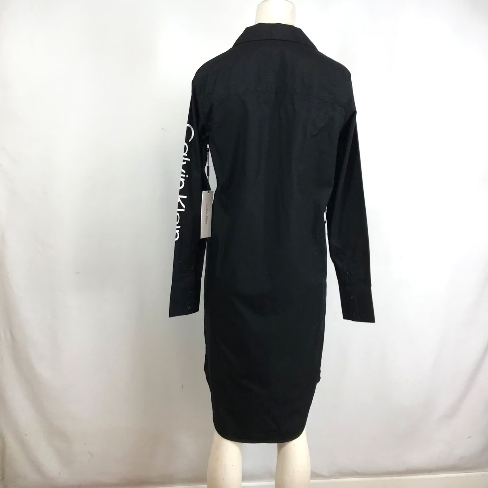 Calvin Klein Calvin Klein Womens Black Long Sleeve Logo Graphic Shirt Dress CD2G1Q2V Small Size S / US 4 / IT 40 - 5 Thumbnail