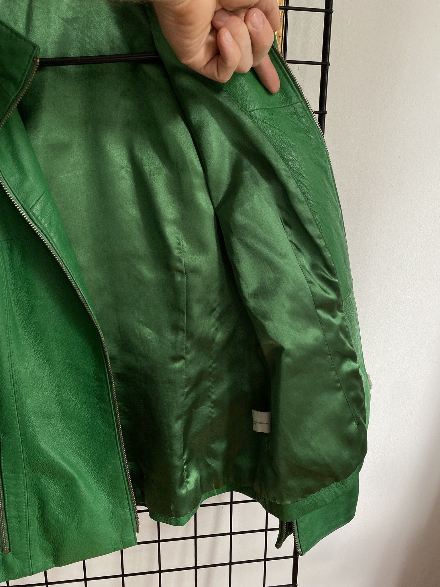 Leather vintage green genuine leather jacket vetements moto Size L / US 10 / IT 46 - 12 Thumbnail